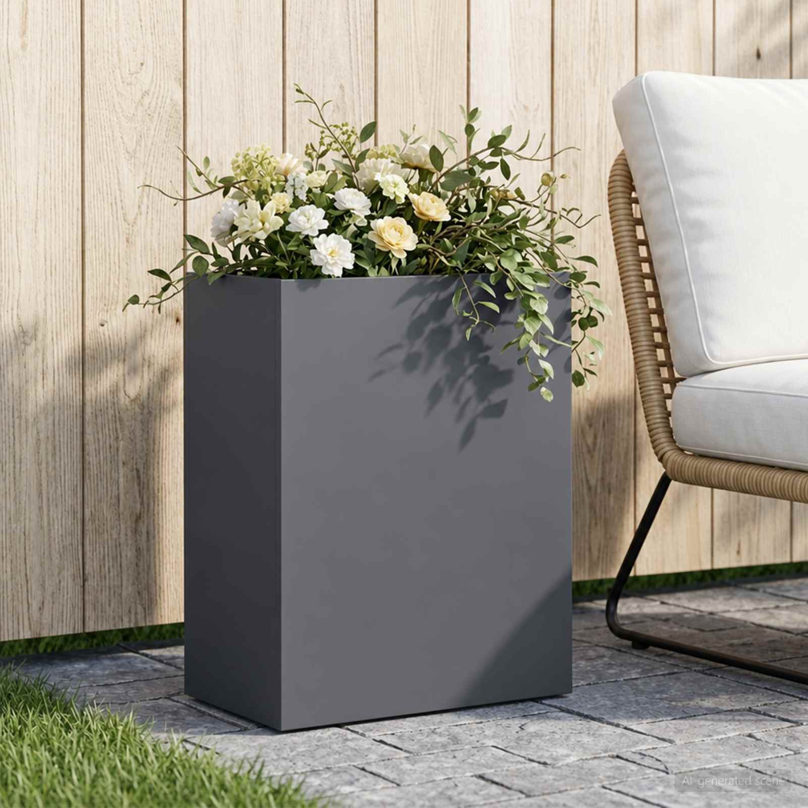Sodo vazonas Antracito 40 x 20 x 40 cm Šaltai valcuotas plienas Sodo vazonas Antracito 40 x 20 x 40 cm Šaltai valcuotas plienas - Image 2