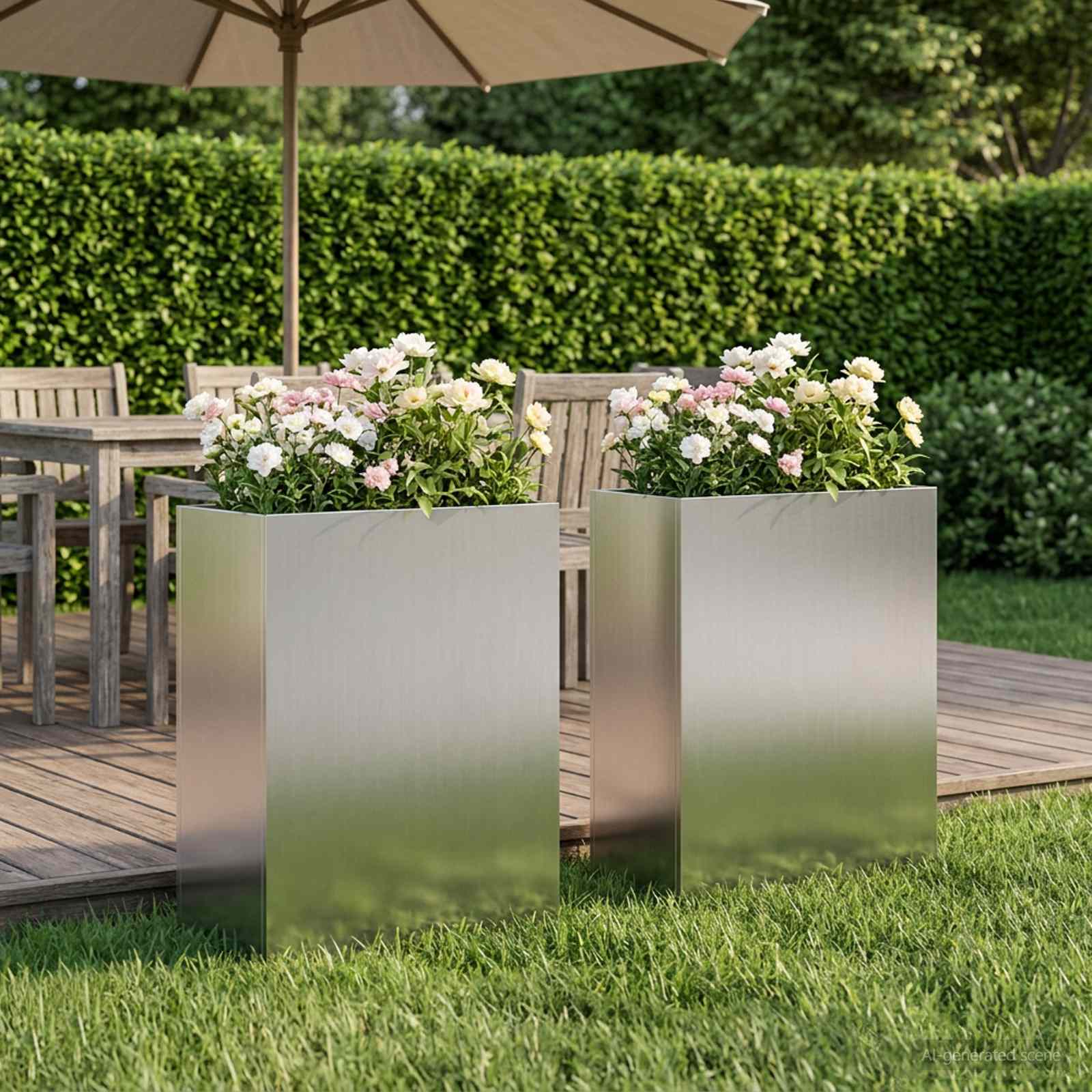Sodo vazonas 2 vnt. Sidabrinė 40 x 20 x 40 cm Sodo vazonas 2 vnt. Sidabrinė 40 x 20 x 40 cm - Image 2