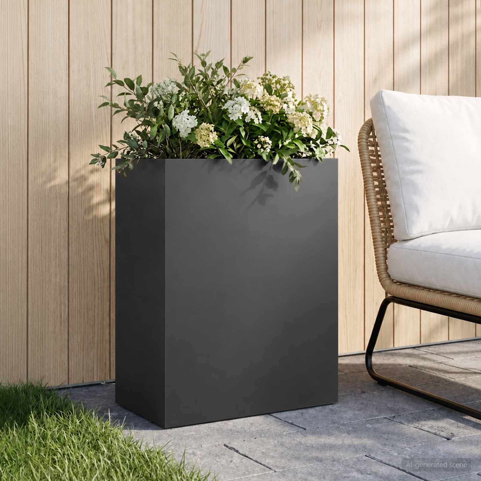 Sodo vazonas Juoda 40 x 20 x 50 cm Šaltai valcuotas plienas Sodo vazonas Juoda 40 x 20 x 50 cm Šaltai valcuotas plienas - Image 2