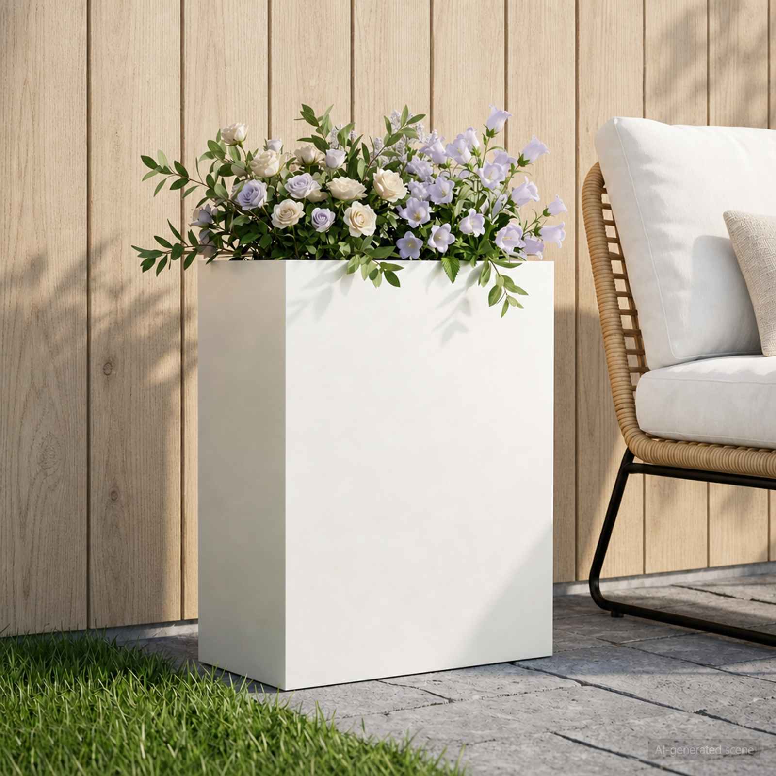 Sodo vazonas Balta 40 x 20 x 50 cm Šaltai valcuotas plienas Sodo vazonas Balta 40 x 20 x 50 cm Šaltai valcuotas plienas - Image 2