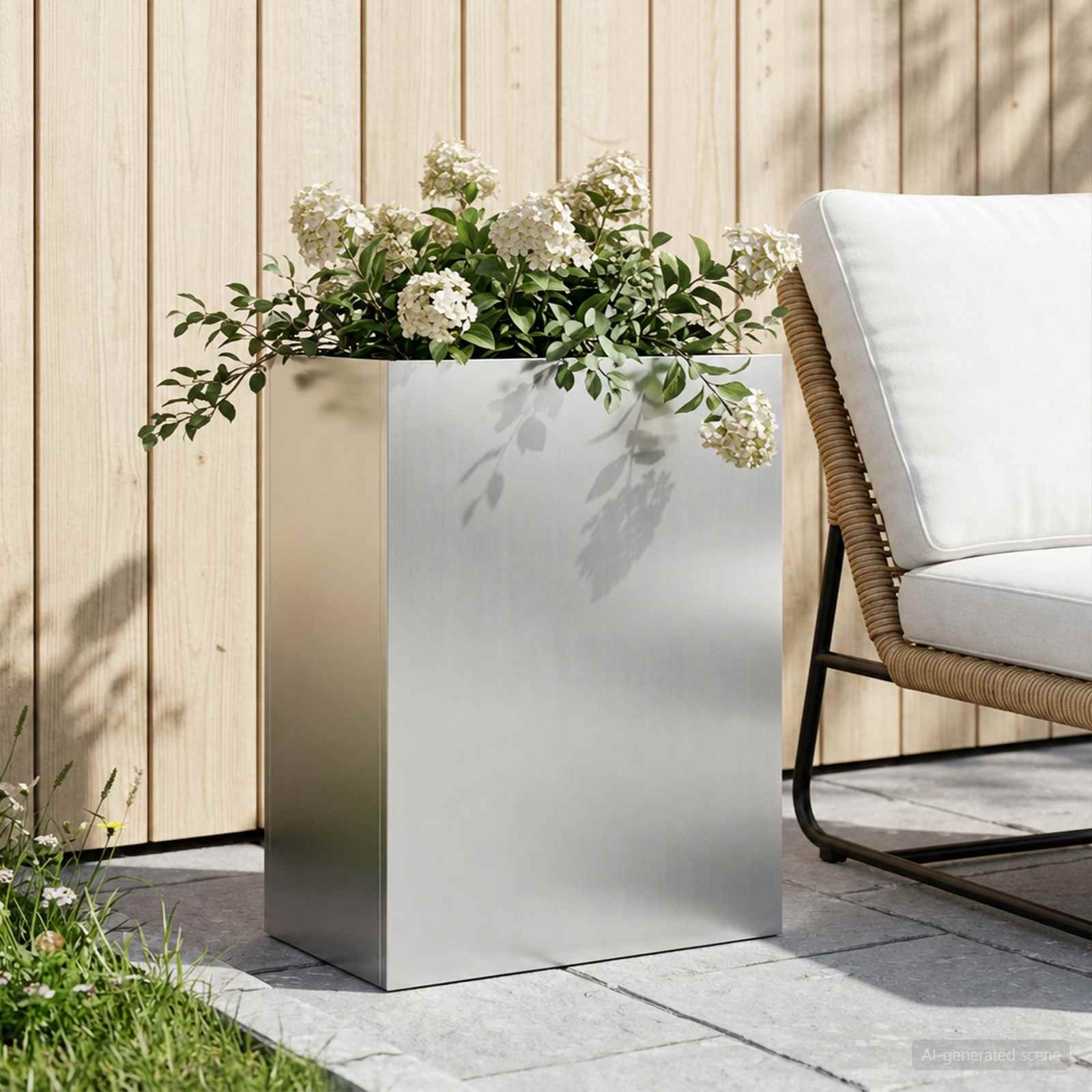 Sodo vazonas Sidabrinė 40 x 20 x 50 cm Galvanizuotas plienas Sodo vazonas Sidabrinė 40 x 20 x 50 cm Galvanizuotas plienas - Image 2