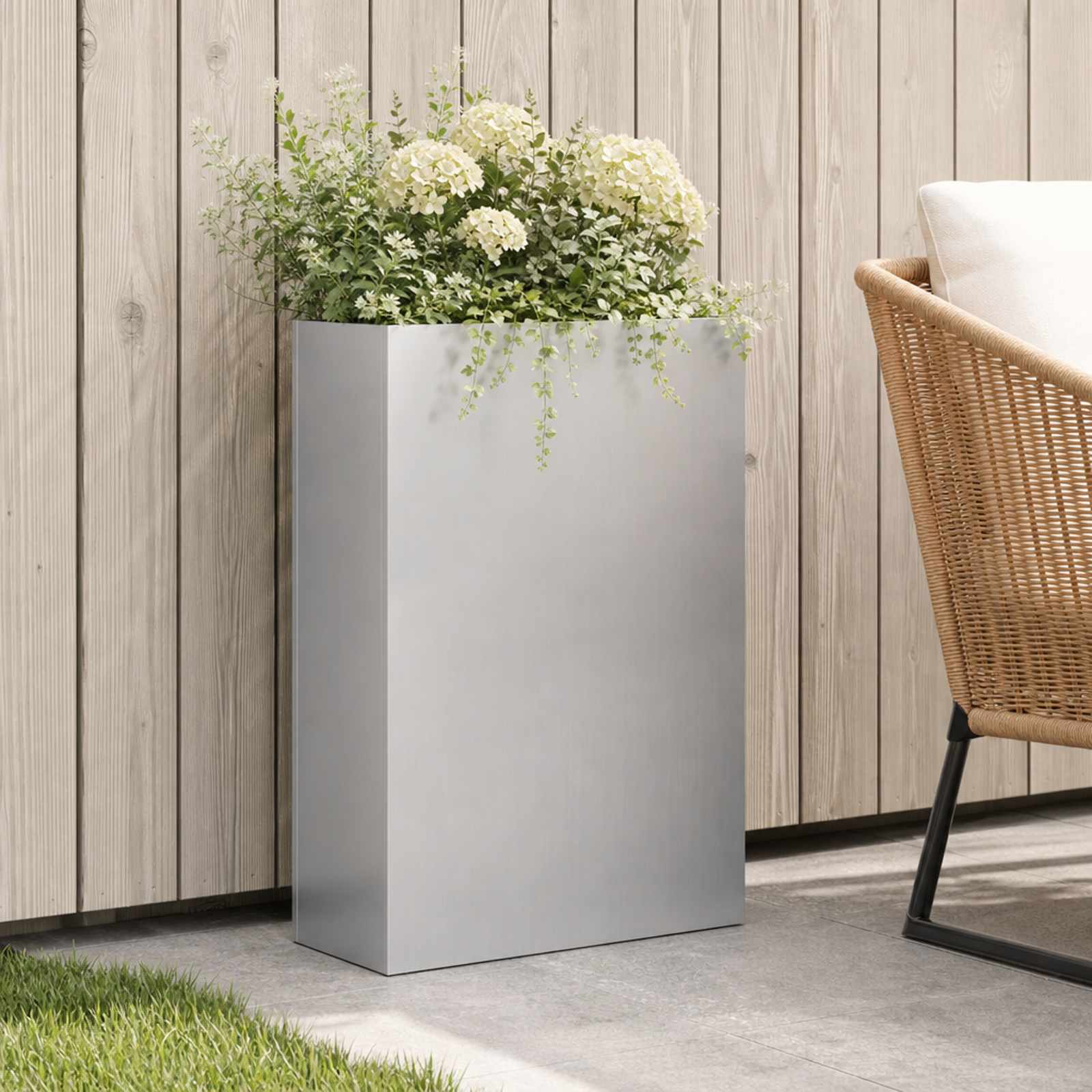 Sodo vazonas Sidabrinė 40 x 20 x 75 cm Galvanizuotas plienas Sodo vazonas Sidabrinė 40 x 20 x 75 cm Galvanizuotas plienas - Image 2