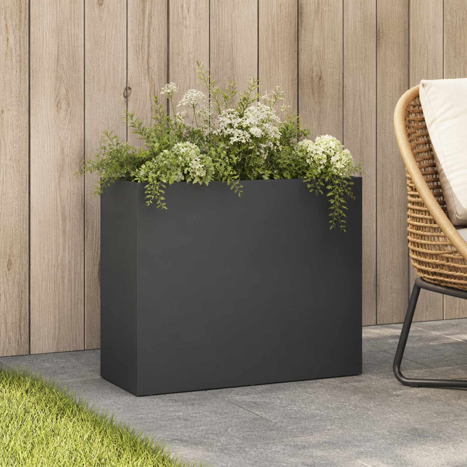 Sodo vazonas Antracito 50 x 20 x 40 cm Šaltai valcuotas plienas Sodo vazonas Antracito 50 x 20 x 40 cm Šaltai valcuotas plienas - Image 2