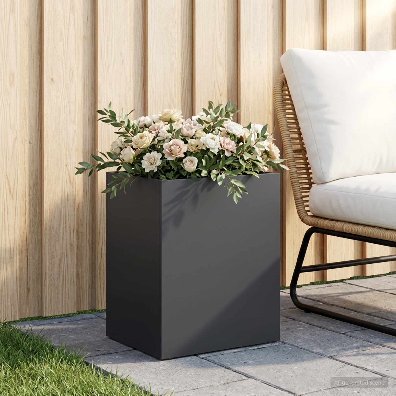 Sodo vazonas Juoda 40 x 30 x 50 cm Šaltai valcuotas plienas Sodo vazonas Juoda 40 x 30 x 50 cm Šaltai valcuotas plienas - Image 2