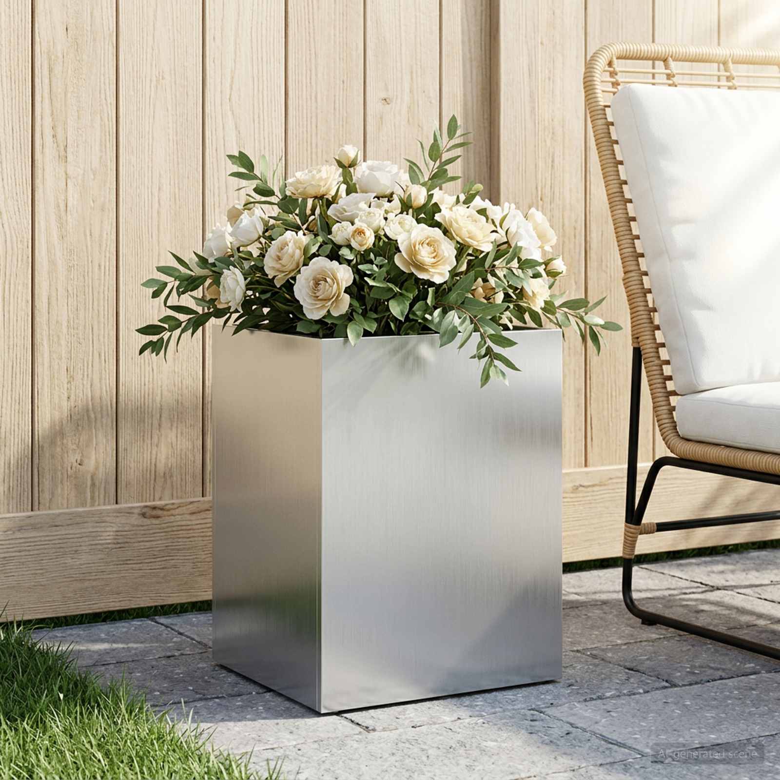 Sodo vazonas Sidabrinė 40 x 30 x 50 cm Galvanizuotas plienas Sodo vazonas Sidabrinė 40 x 30 x 50 cm Galvanizuotas plienas - Image 2