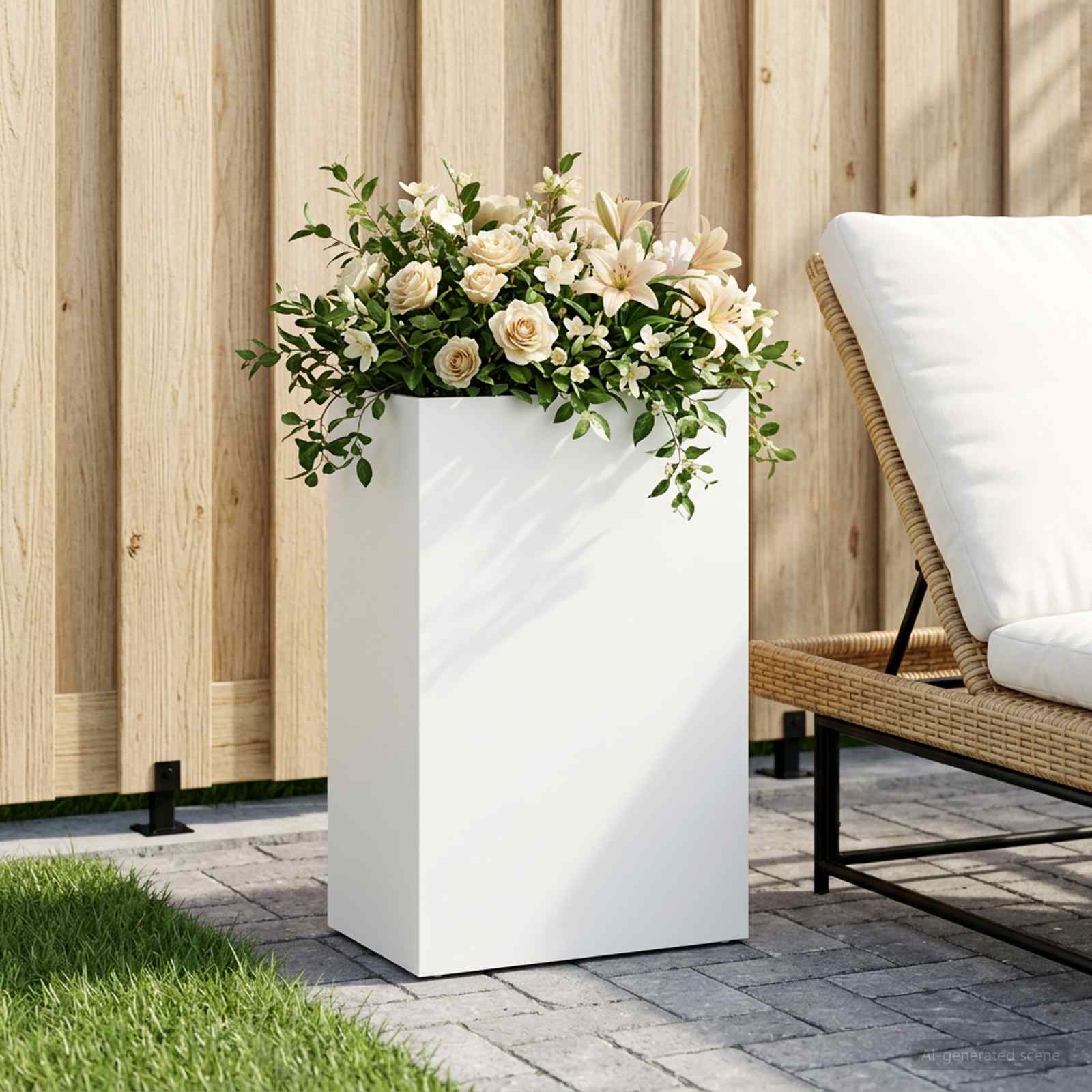 Sodo vazonas Balta 40 x 30 x 75 cm Šaltai valcuotas plienas Sodo vazonas Balta 40 x 30 x 75 cm Šaltai valcuotas plienas - Image 2