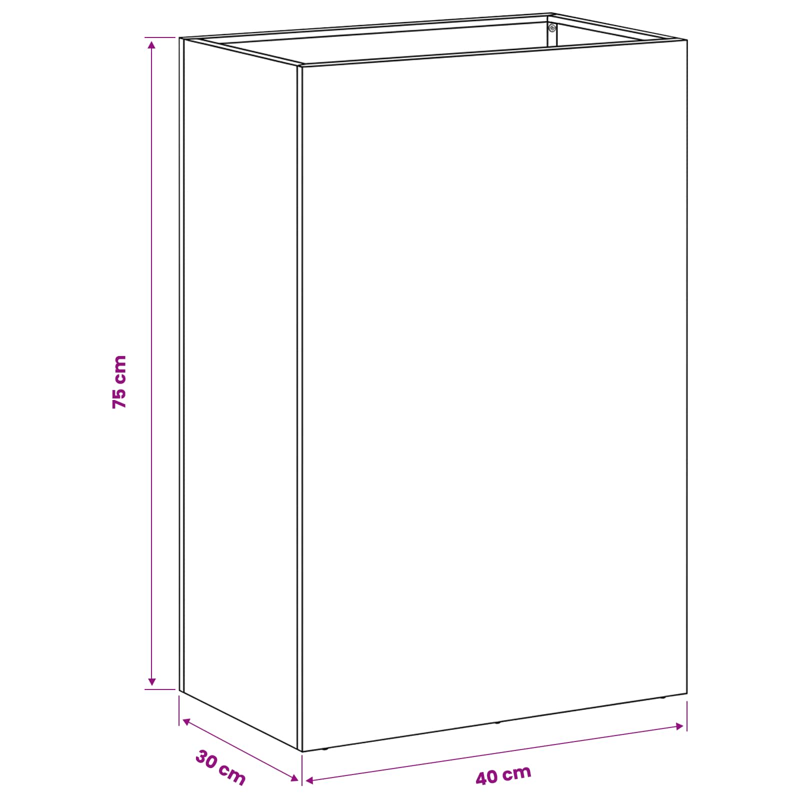 Sodo vazonas Sidabrinė 40 x 30 x 75 cm Galvanizuotas plienas Sodo vazonas Sidabrinė 40 x 30 x 75 cm Galvanizuotas plienas