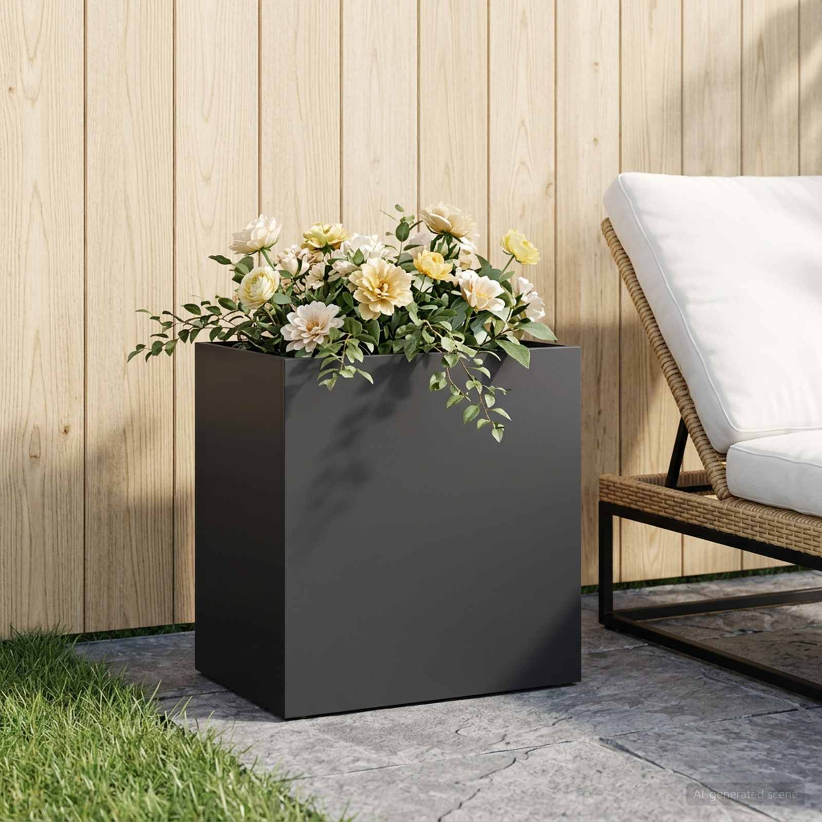 Sodo vazonas Juoda 50 x 30 x 50 cm Šaltai valcuotas plienas Sodo vazonas Juoda 50 x 30 x 50 cm Šaltai valcuotas plienas - Image 2