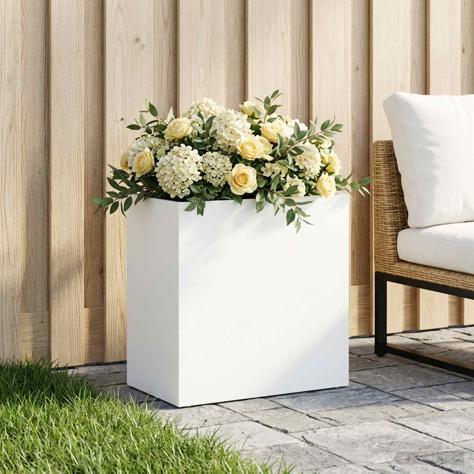 Sodo vazonas Balta 50 x 30 x 50 cm Šaltai valcuotas plienas Sodo vazonas Balta 50 x 30 x 50 cm Šaltai valcuotas plienas - Image 2