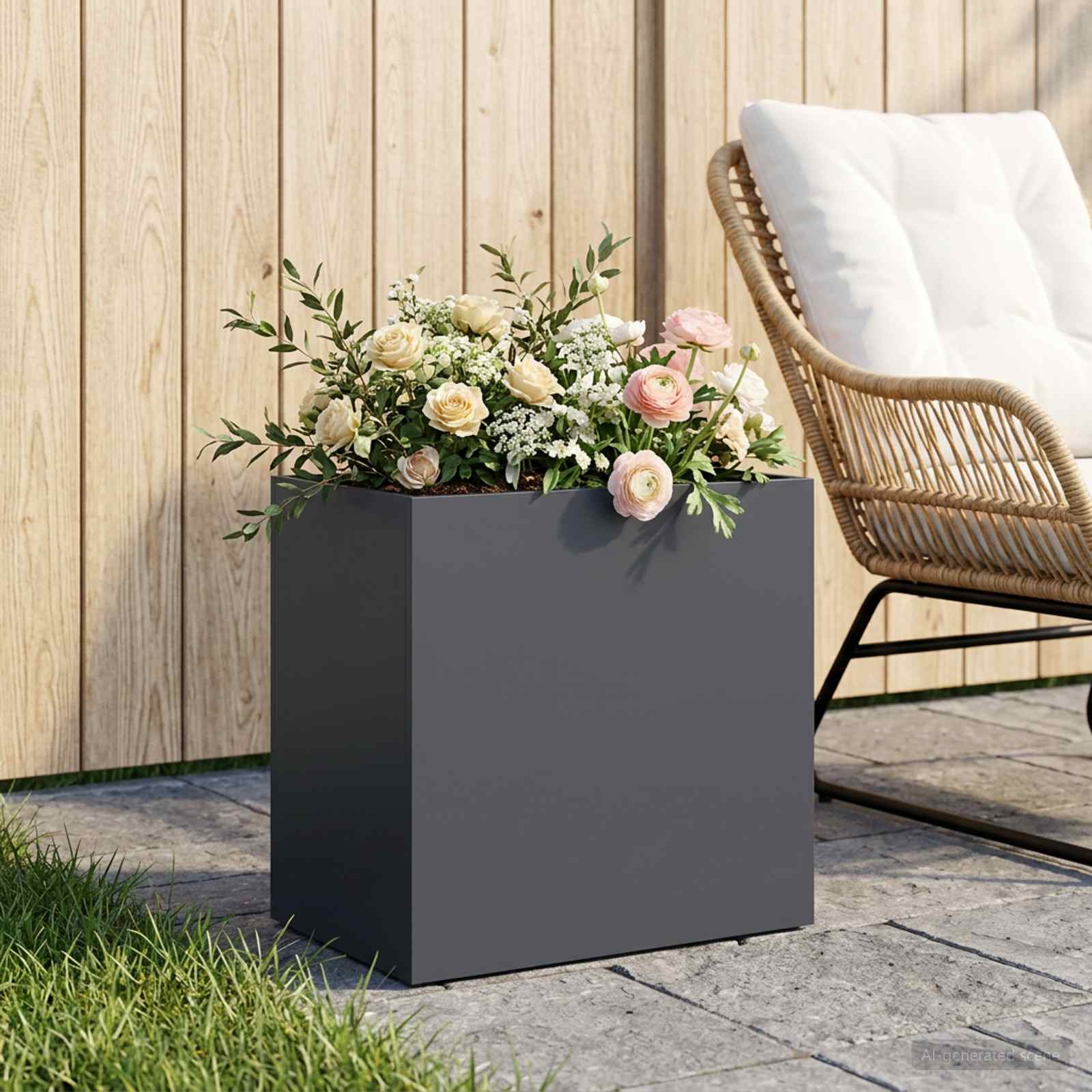 Sodo vazonas Antracito 50 x 30 x 50 cm Šaltai valcuotas plienas Sodo vazonas Antracito 50 x 30 x 50 cm Šaltai valcuotas plienas - Image 2
