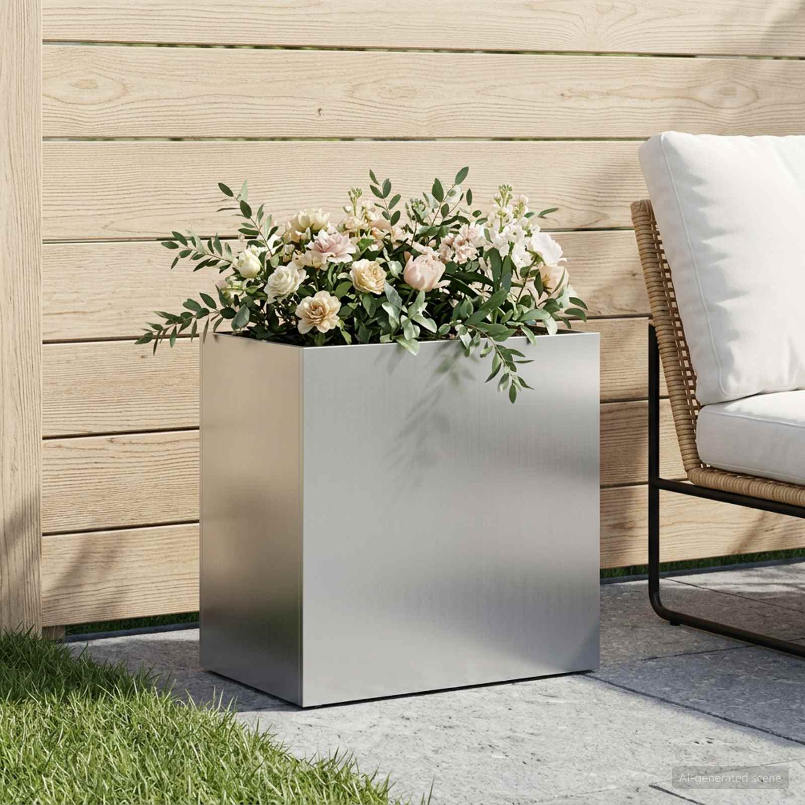 Sodo vazonas Sidabrinė 50 x 30 x 50 cm Galvanizuotas plienas Sodo vazonas Sidabrinė 50 x 30 x 50 cm Galvanizuotas plienas - Image 2