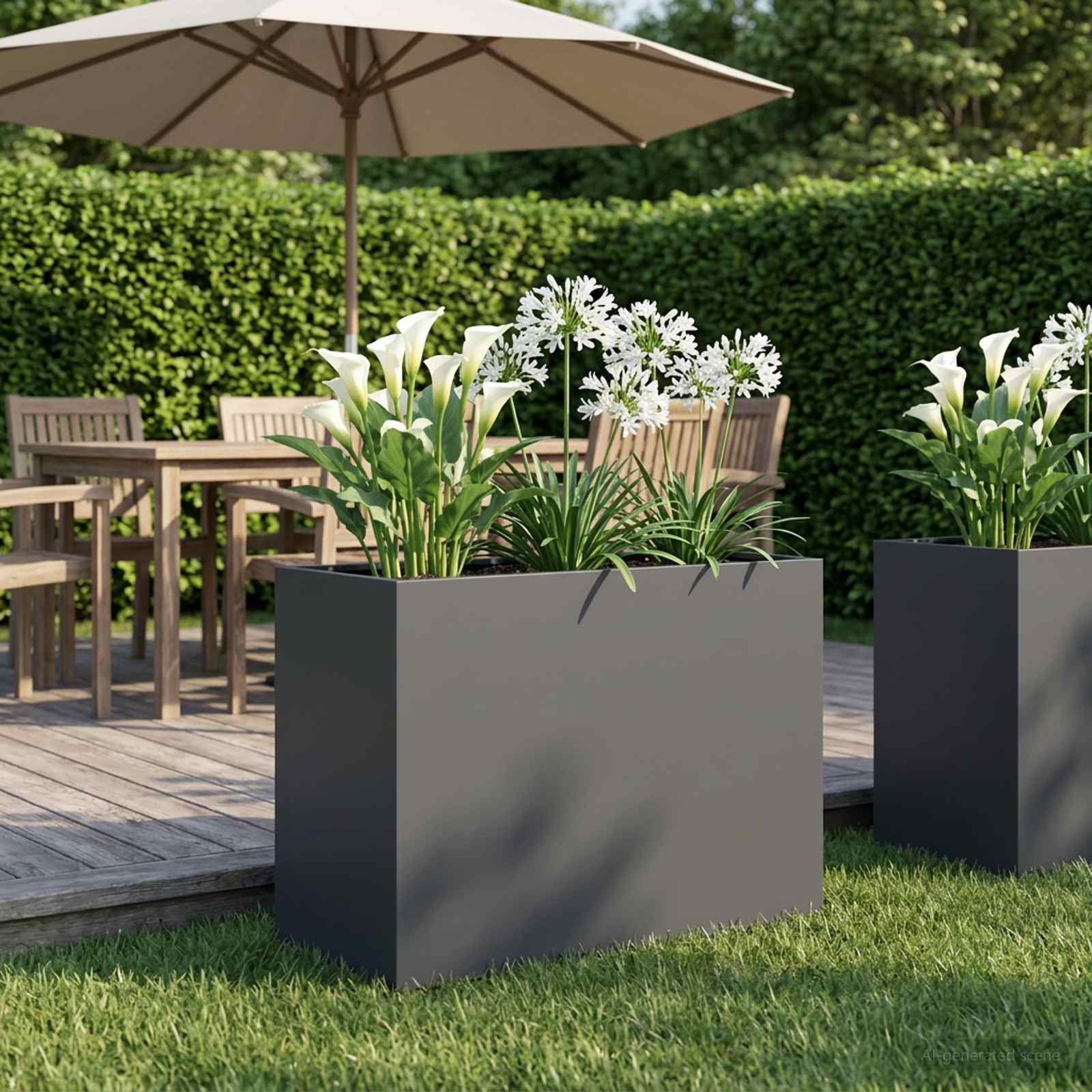 Sodo vazonas Antracito 60 x 30 x 50 cm Šaltai valcuotas plienas Sodo vazonas Antracito 60 x 30 x 50 cm Šaltai valcuotas plienas - Image 2