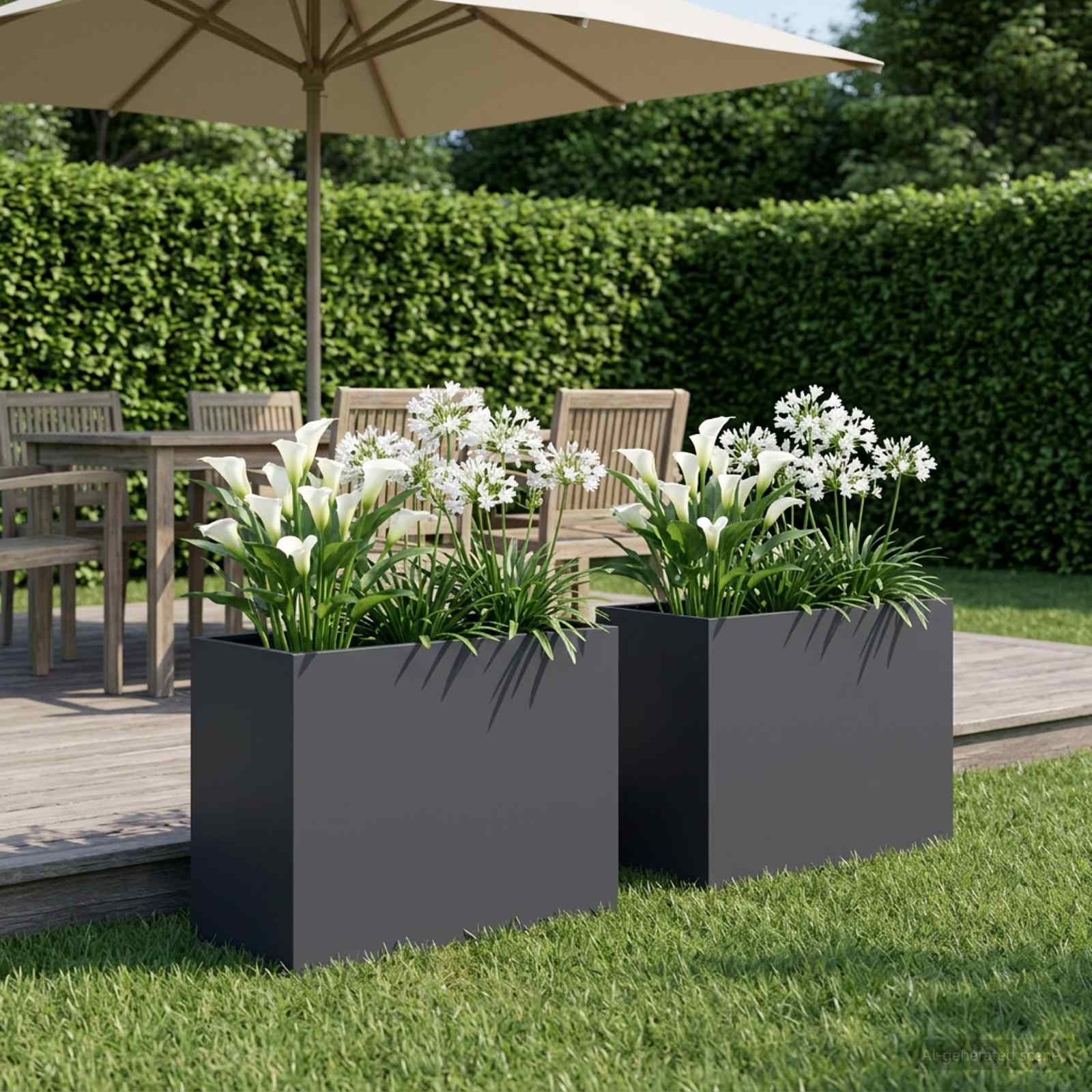 Sodo vazonas 2 vnt. Antracito 60 x 30 x 50 cm Sodo vazonas 2 vnt. Antracito 60 x 30 x 50 cm - Image 2