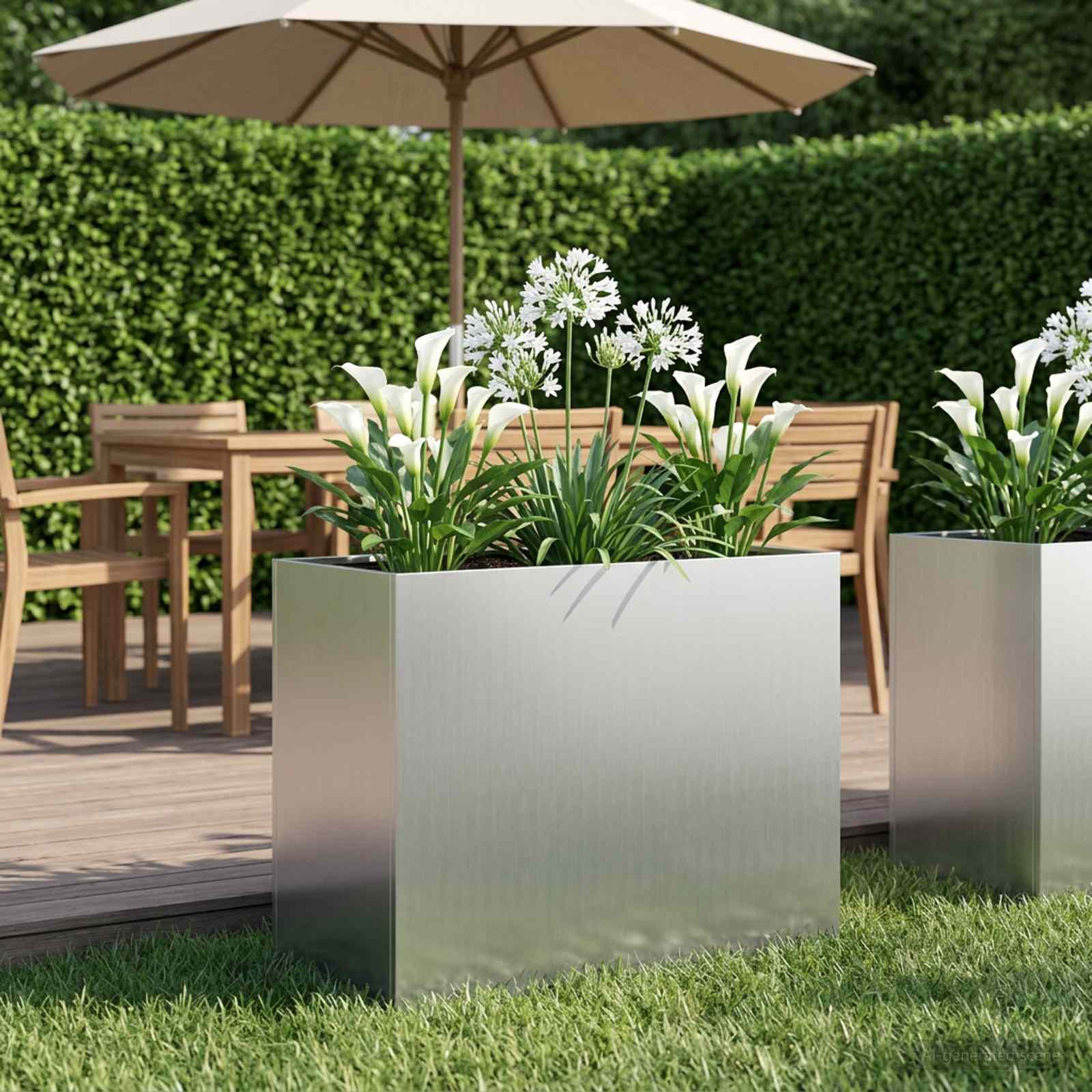 Sodo vazonas Sidabrinė 60 x 30 x 50 cm Galvanizuotas plienas Sodo vazonas Sidabrinė 60 x 30 x 50 cm Galvanizuotas plienas - Image 2