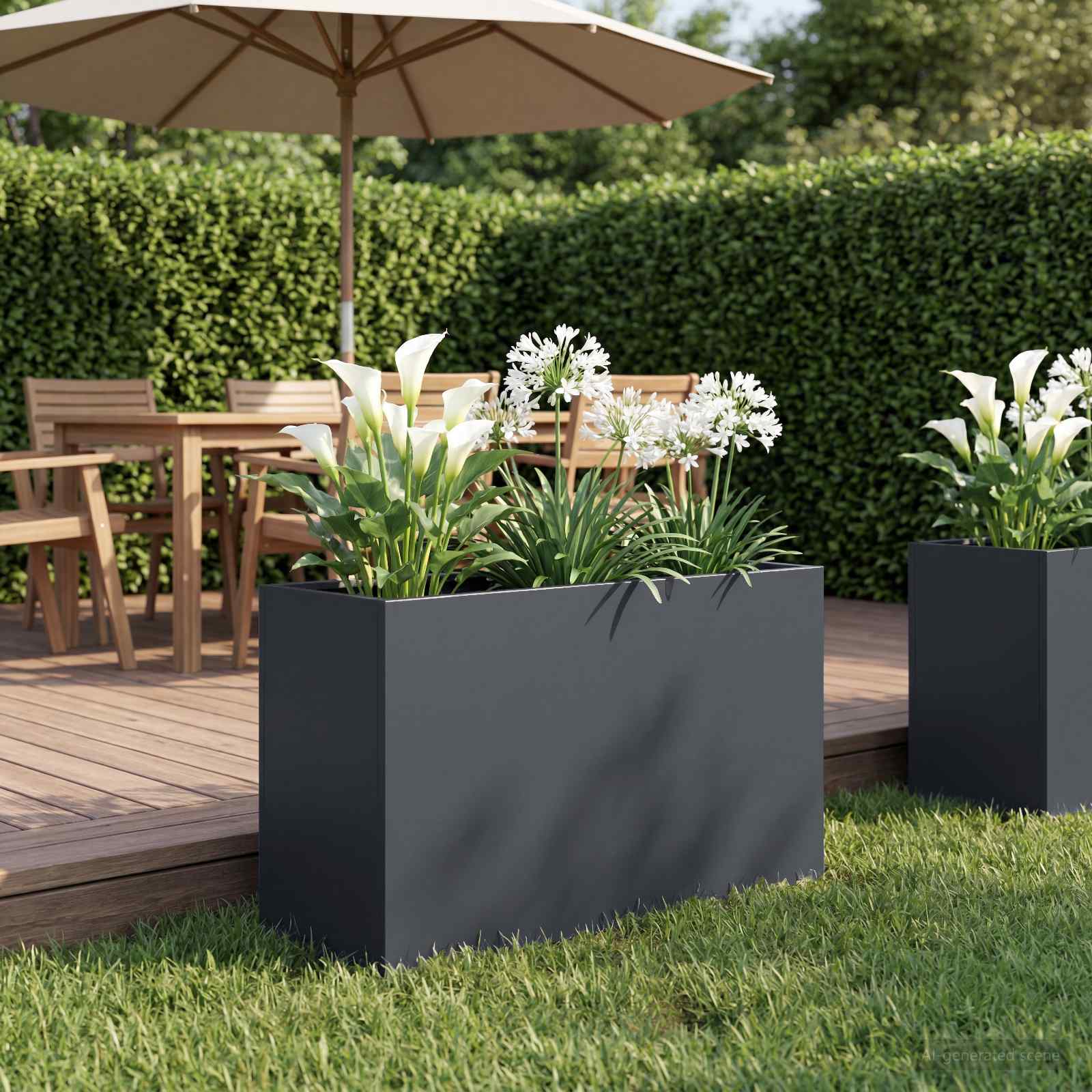 Sodo vazonas Antracito 80 x 30 x 40 cm Šaltai valcuotas plienas Sodo vazonas Antracito 80 x 30 x 40 cm Šaltai valcuotas plienas - Image 2