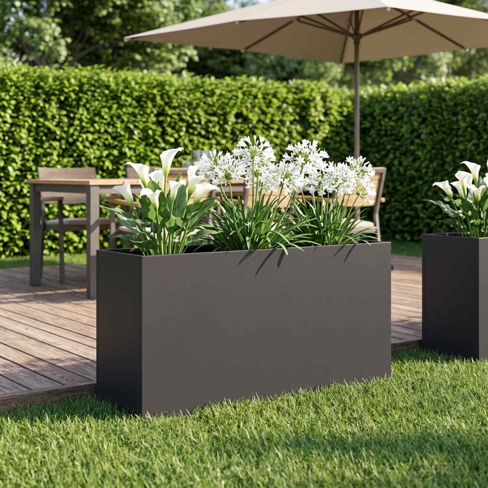 Sodo vazonas Juoda 100 x 30 x 40 cm Šaltai valcuotas plienas Sodo vazonas Juoda 100 x 30 x 40 cm Šaltai valcuotas plienas - Image 2