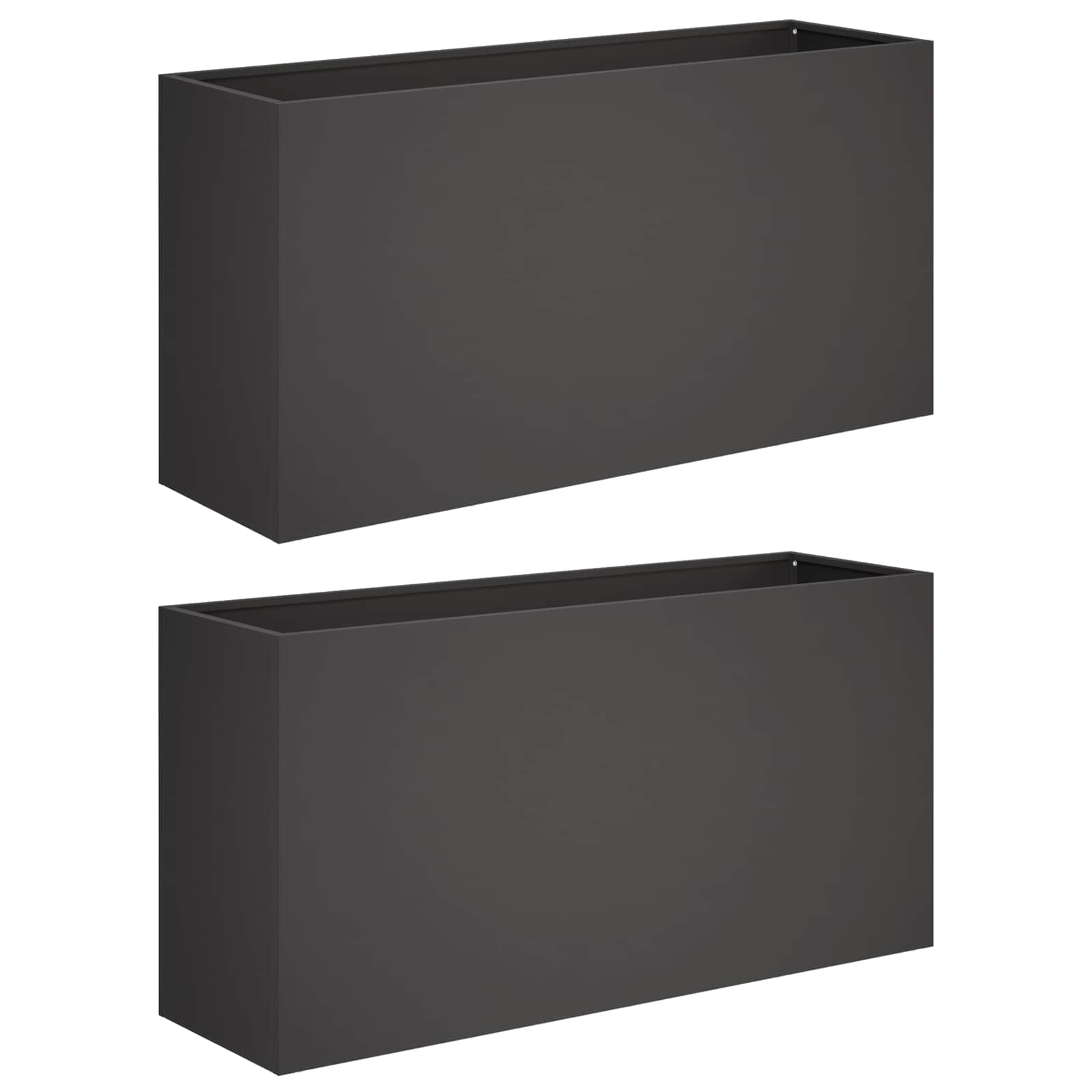 Sodo vazonas 2 vnt. Juoda 100 x 30 x 50 cm Sodo vazonas 2 vnt. Juoda 100 x 30 x 50 cm - Image 3