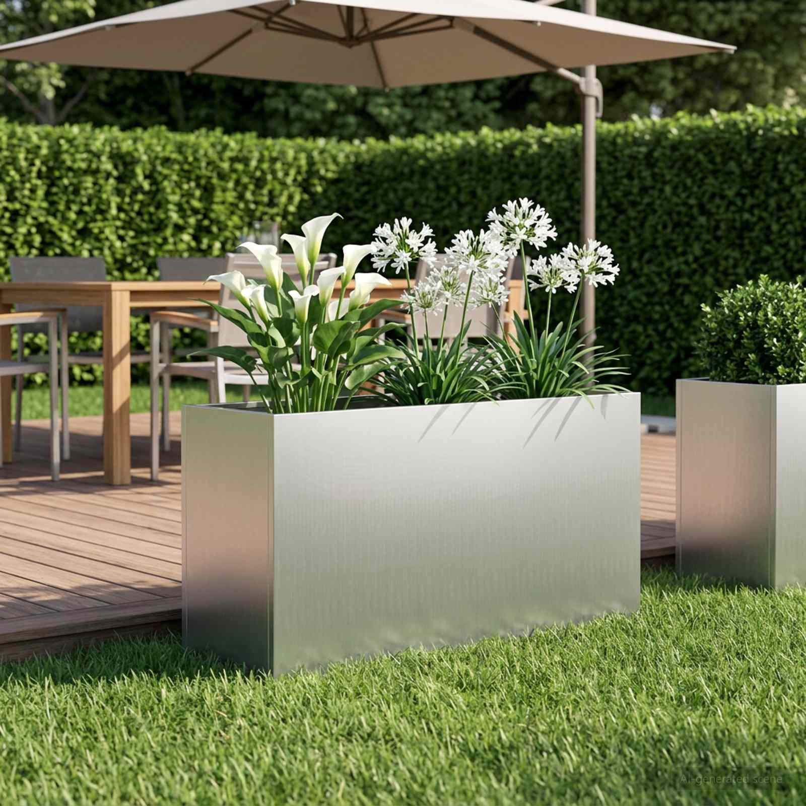 Sodo vazonas Sidabrinė 100 x 30 x 50 cm Galvanizuotas plienas Sodo vazonas Sidabrinė 100 x 30 x 50 cm Galvanizuotas plienas - Image 2