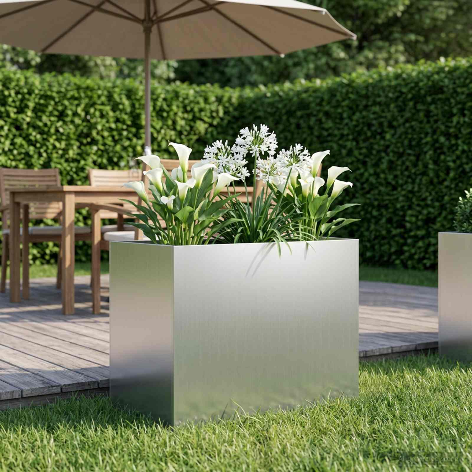 Sodo vazonas Sidabrinė 60 x 40 x 50 cm Galvanizuotas plienas Sodo vazonas Sidabrinė 60 x 40 x 50 cm Galvanizuotas plienas - Image 2