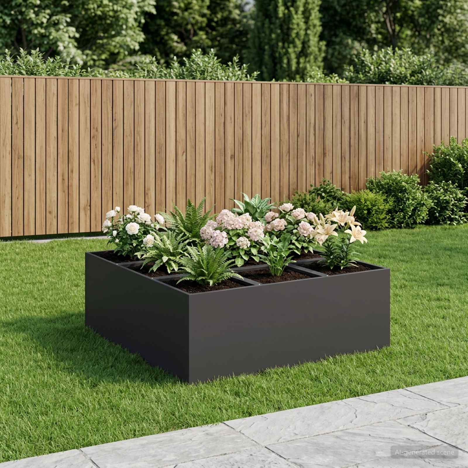 Sodo vazonas Juoda 100 x 100 x 20 cm Šaltai valcuotas plienas Sodo vazonas Juoda 100 x 100 x 20 cm Šaltai valcuotas plienas - Image 2