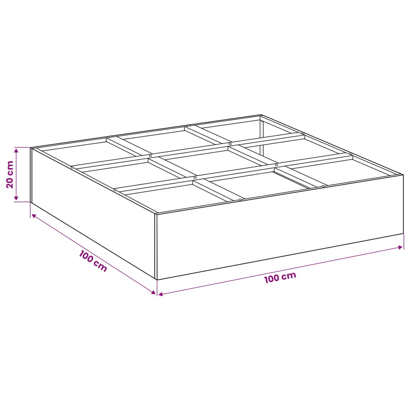 Sodo vazonas Juoda 100 x 100 x 20 cm Šaltai valcuotas plienas Sodo vazonas Juoda 100 x 100 x 20 cm Šaltai valcuotas plienas