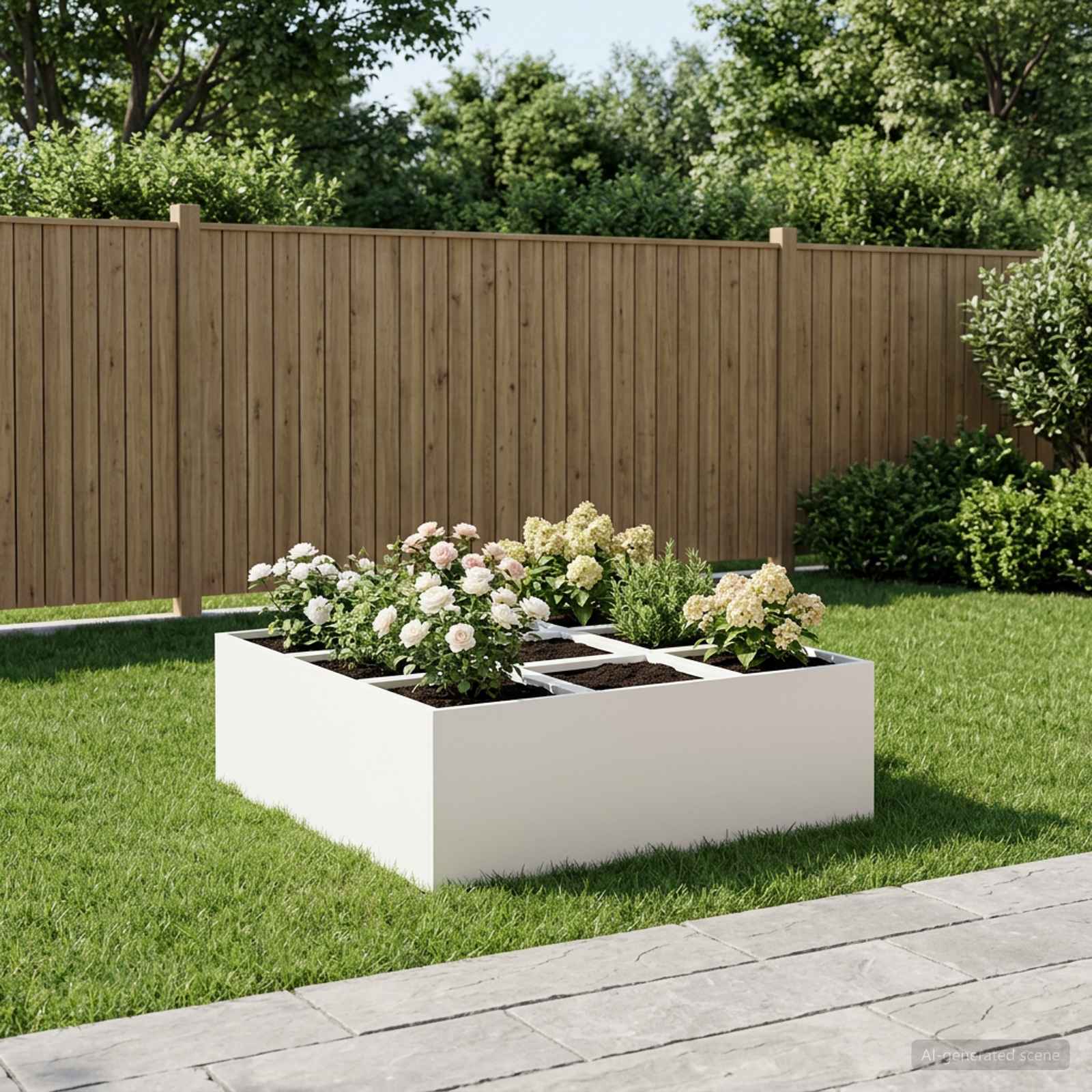 Sodo vazonas Balta 100 x 100 x 40 cm Šaltai valcuotas plienas Sodo vazonas Balta 100 x 100 x 40 cm Šaltai valcuotas plienas - Image 2