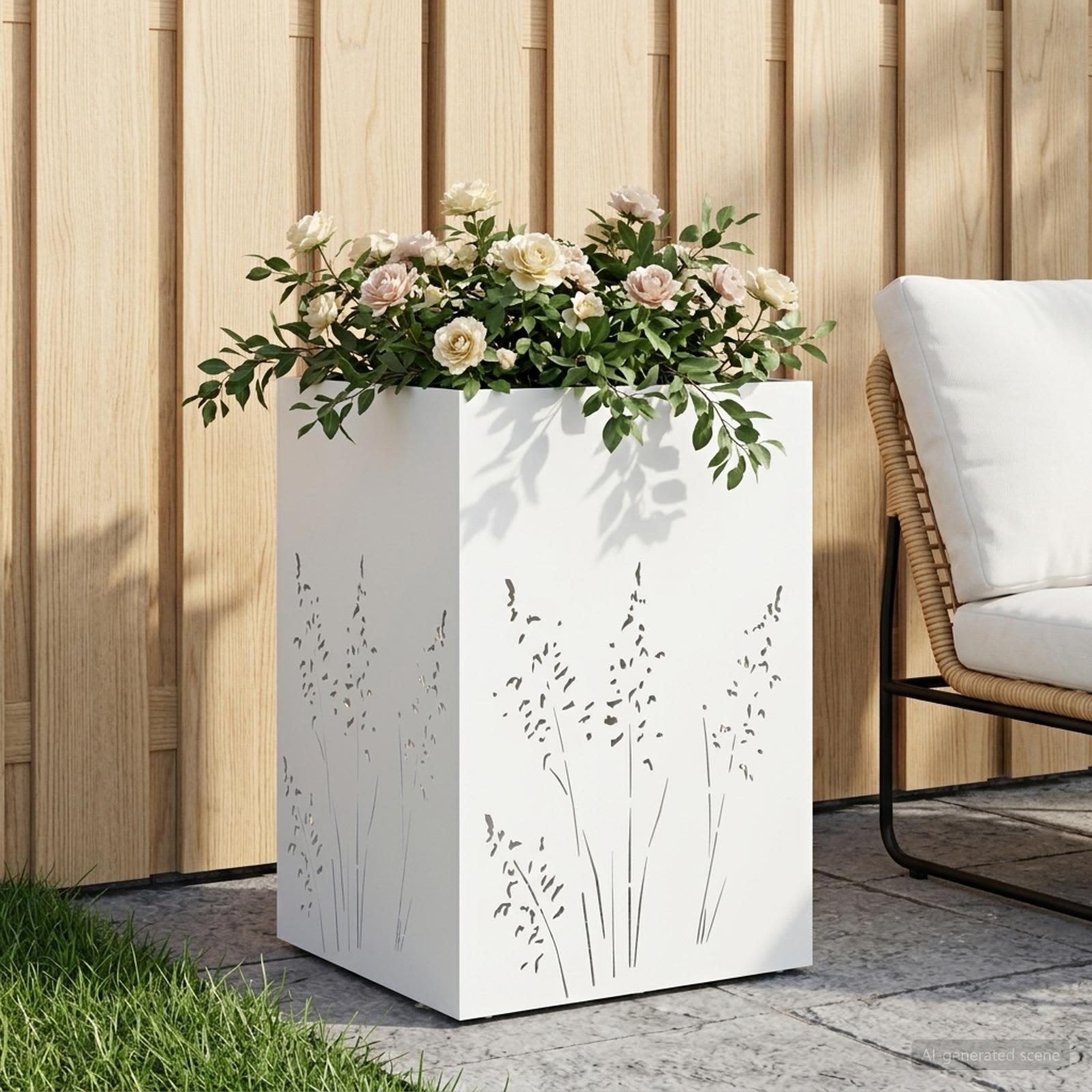 Sodo vazonas Balta 50 x 50 x 75 cm Šaltai valcuotas plienas Sodo vazonas Balta 50 x 50 x 75 cm Šaltai valcuotas plienas - Image 2