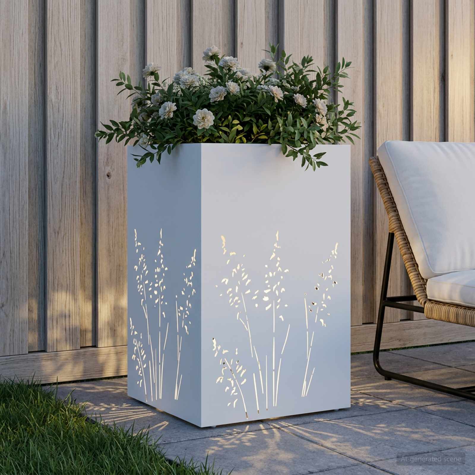 Sodo vazonas Balta 50 x 50 x 75 cm Šaltai valcuotas plienas Sodo vazonas Balta 50 x 50 x 75 cm Šaltai valcuotas plienas - Image 4