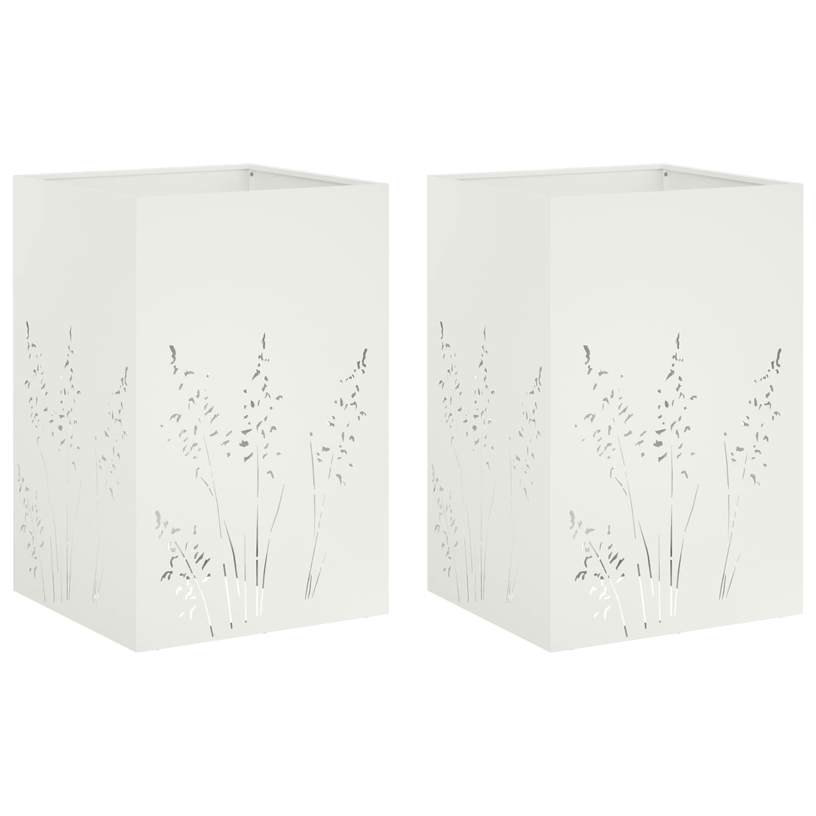 Sodo vazonas 2 vnt. Balta 50 x 50 x 75 cm Sodo vazonas 2 vnt. Balta 50 x 50 x 75 cm - Image 3