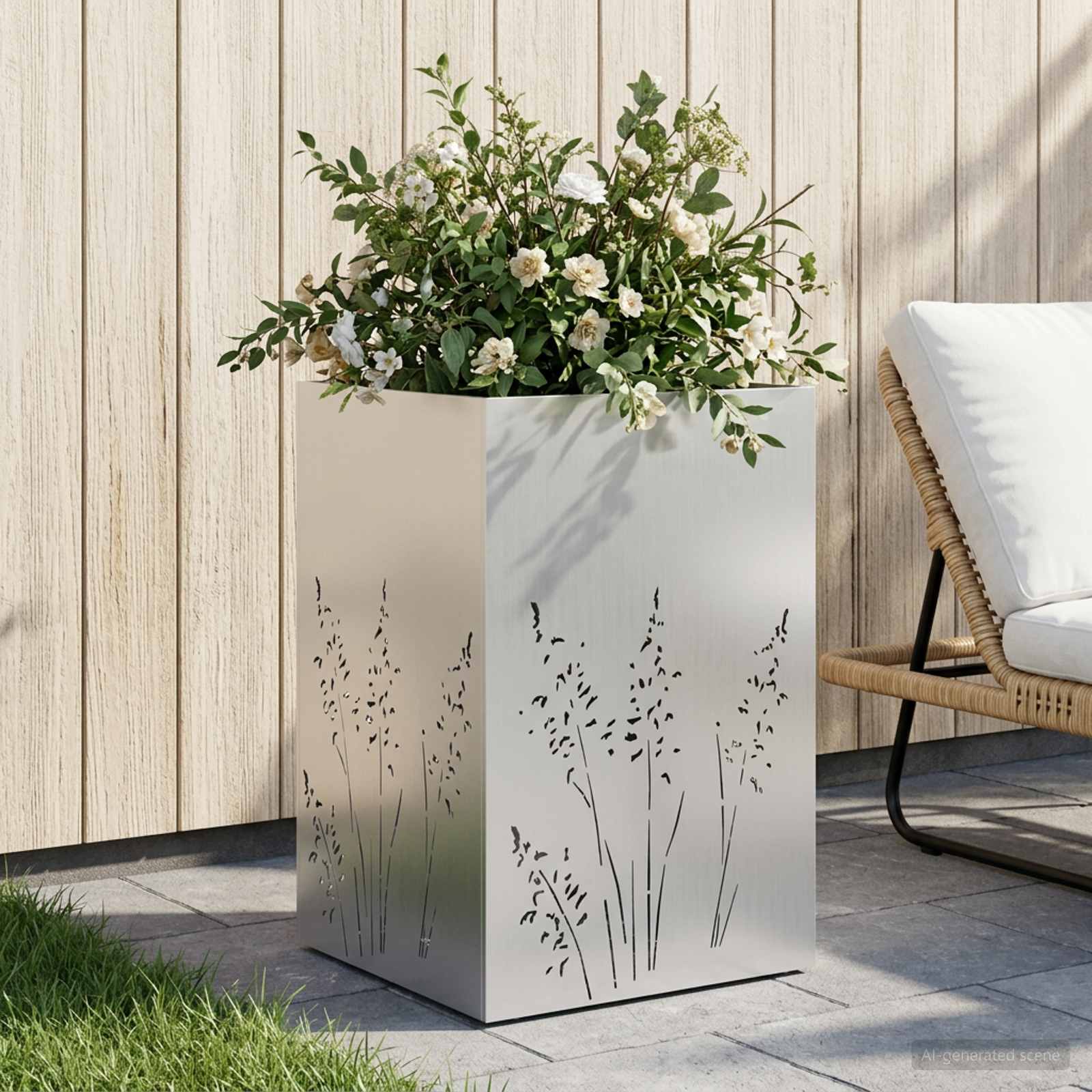 Sodo vazonas Sidabrinė 50 x 50 x 75 cm Galvanizuotas plienas Sodo vazonas Sidabrinė 50 x 50 x 75 cm Galvanizuotas plienas - Image 2