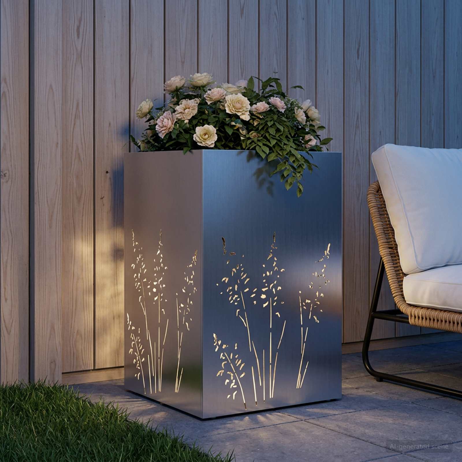 Sodo vazonas Sidabrinė 50 x 50 x 75 cm Galvanizuotas plienas Sodo vazonas Sidabrinė 50 x 50 x 75 cm Galvanizuotas plienas - Image 4