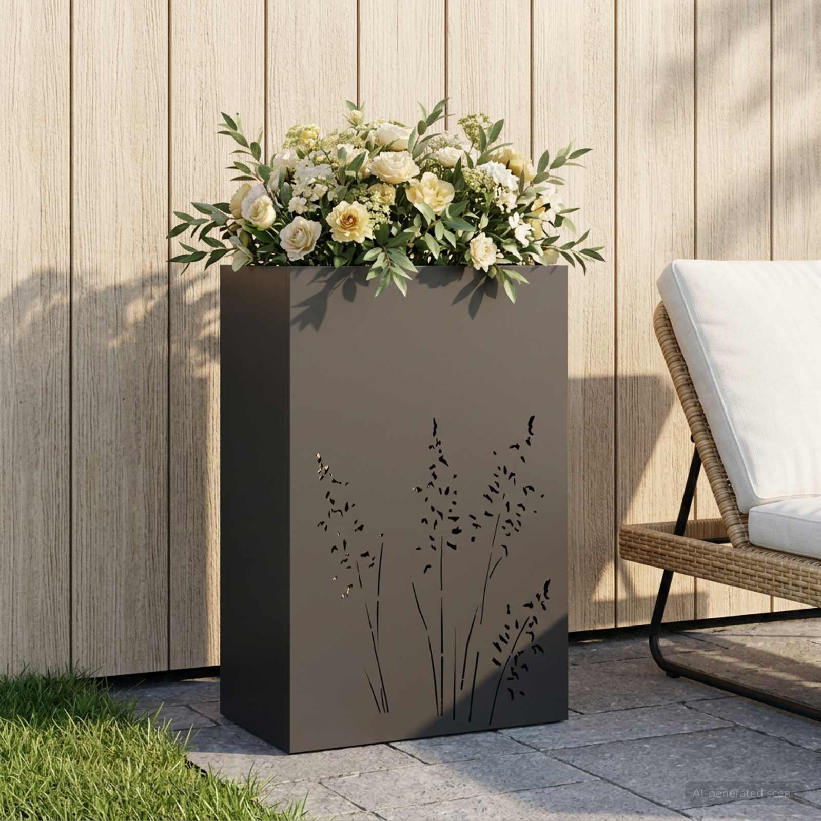 Sodo vazonas Juoda 50 x 30 x 75 cm Šaltai valcuotas plienas Sodo vazonas Juoda 50 x 30 x 75 cm Šaltai valcuotas plienas - Image 2