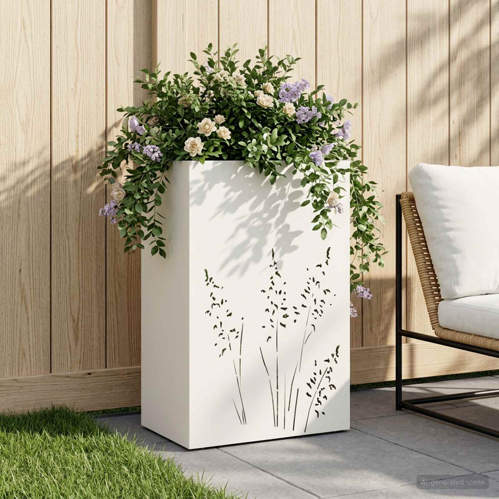 Sodo vazonas Balta 50 x 30 x 75 cm Šaltai valcuotas plienas Sodo vazonas Balta 50 x 30 x 75 cm Šaltai valcuotas plienas - Image 2