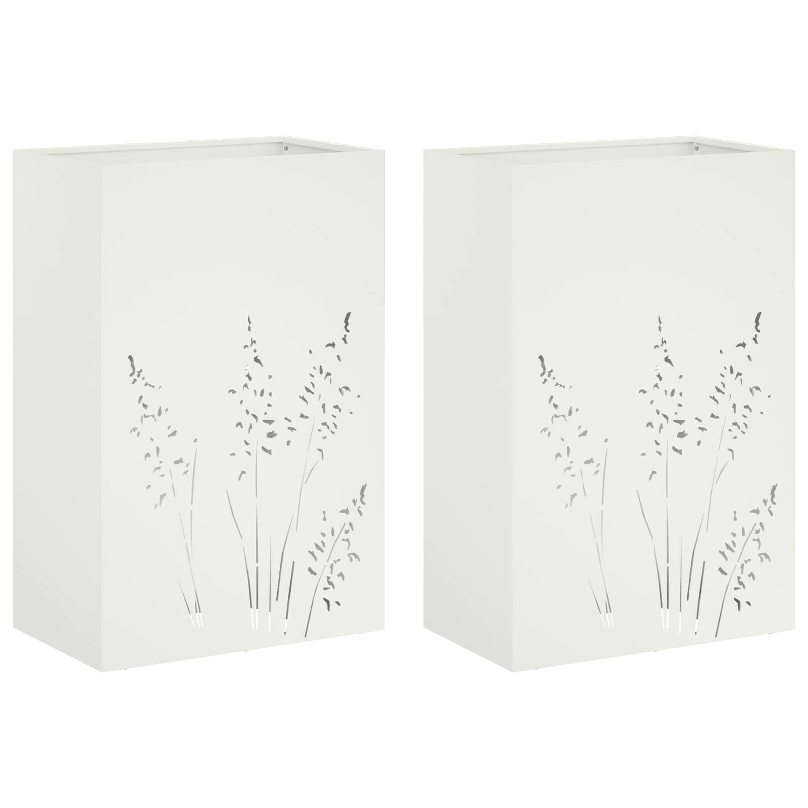 Sodo vazonas 2 vnt. Balta 50 x 30 x 75 cm Sodo vazonas 2 vnt. Balta 50 x 30 x 75 cm - Image 3