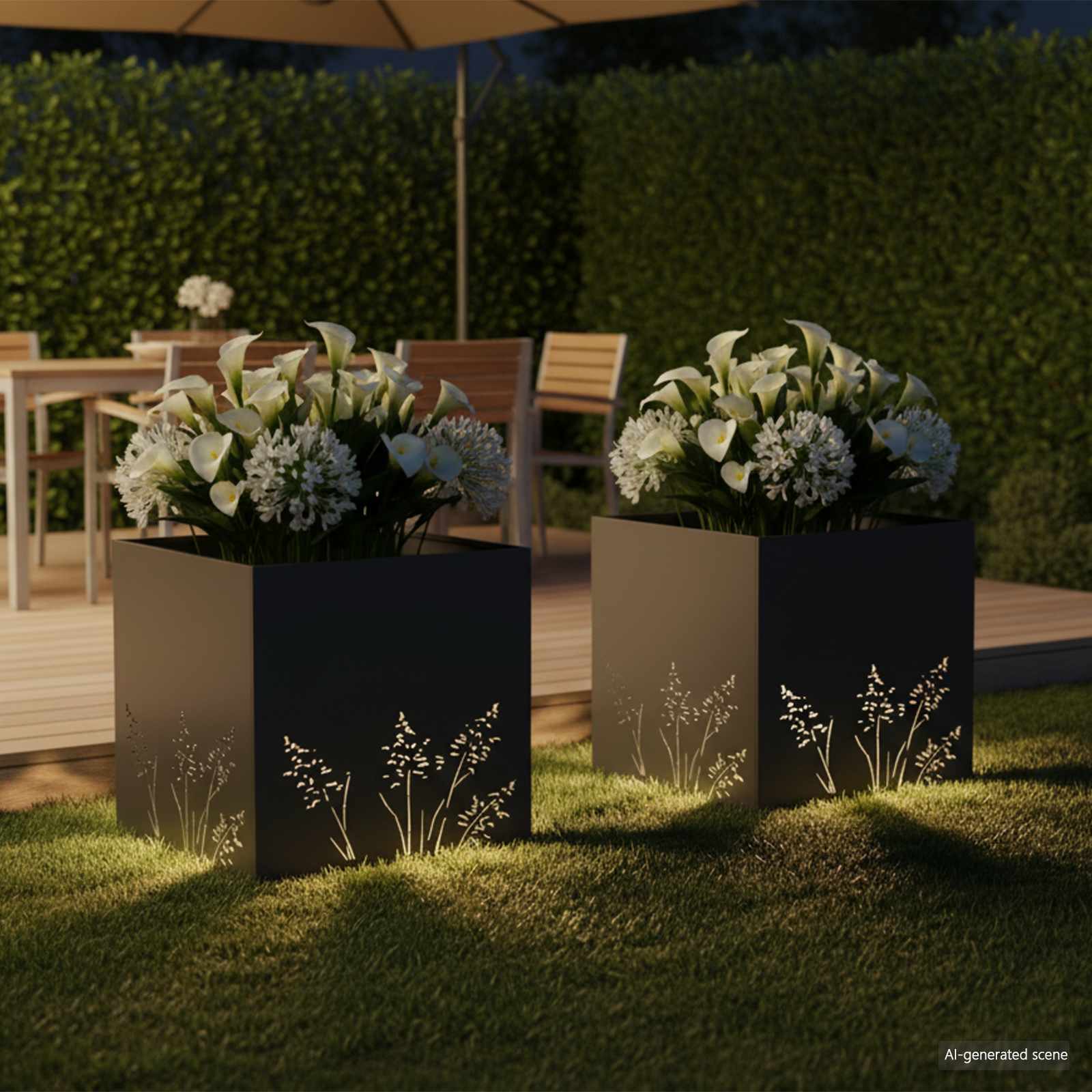 Sodo vazonas 2 vnt. Juoda 50 x 50 x 49 cm Sodo vazonas 2 vnt. Juoda 50 x 50 x 49 cm - Image 4