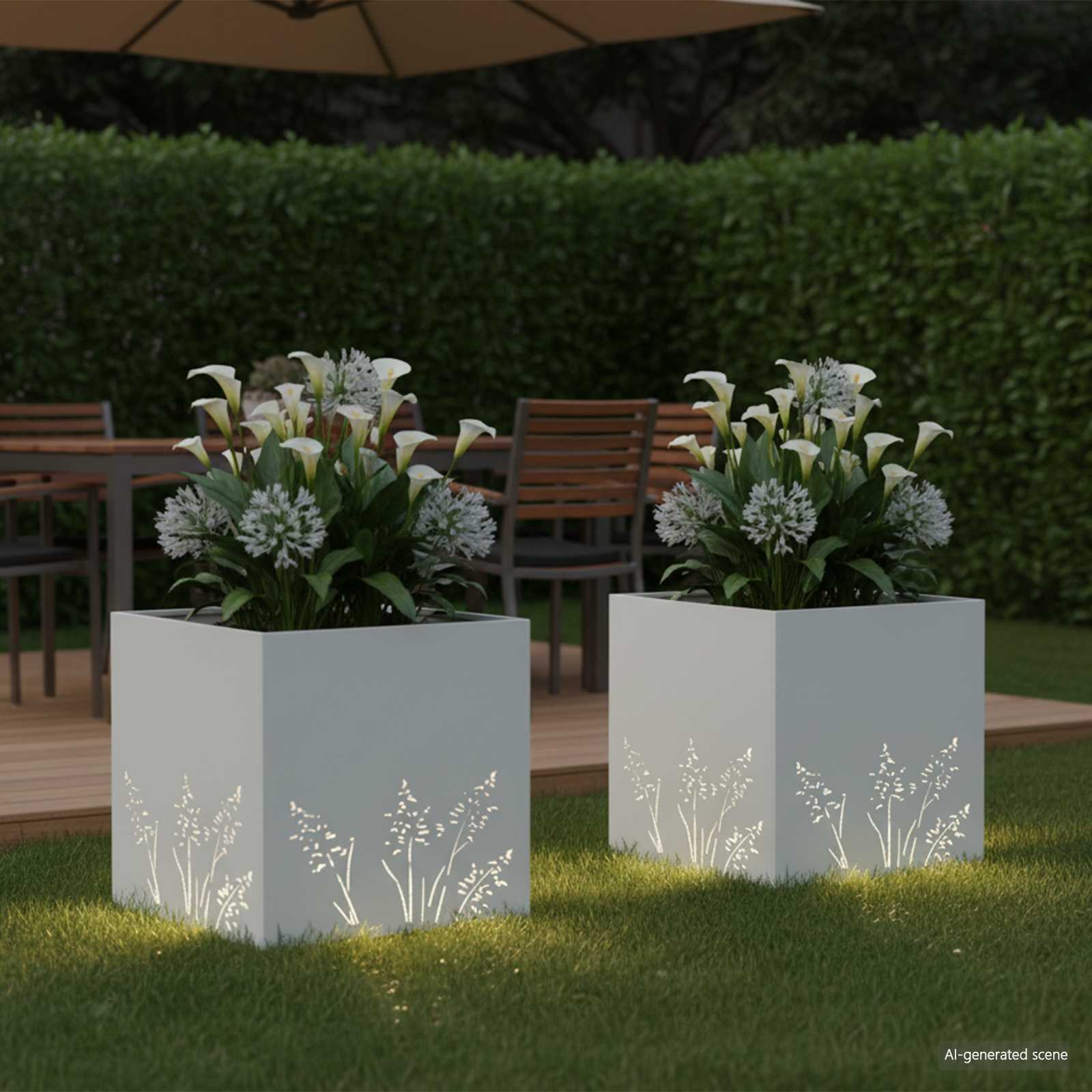 Sodo vazonas 2 vnt. Balta 50 x 50 x 49 cm Sodo vazonas 2 vnt. Balta 50 x 50 x 49 cm - Image 4