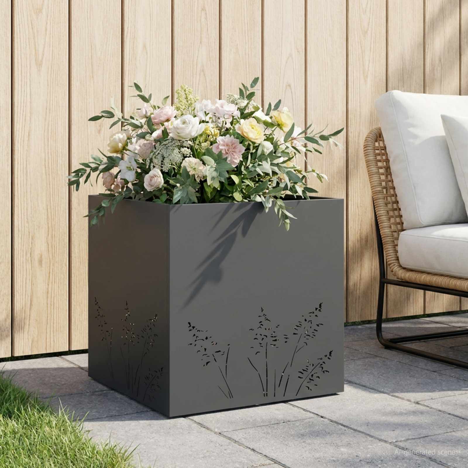 Sodo vazonas Antracito 50 x 50 x 49 cm Šaltai valcuotas plienas Sodo vazonas Antracito 50 x 50 x 49 cm Šaltai valcuotas plienas - Image 2