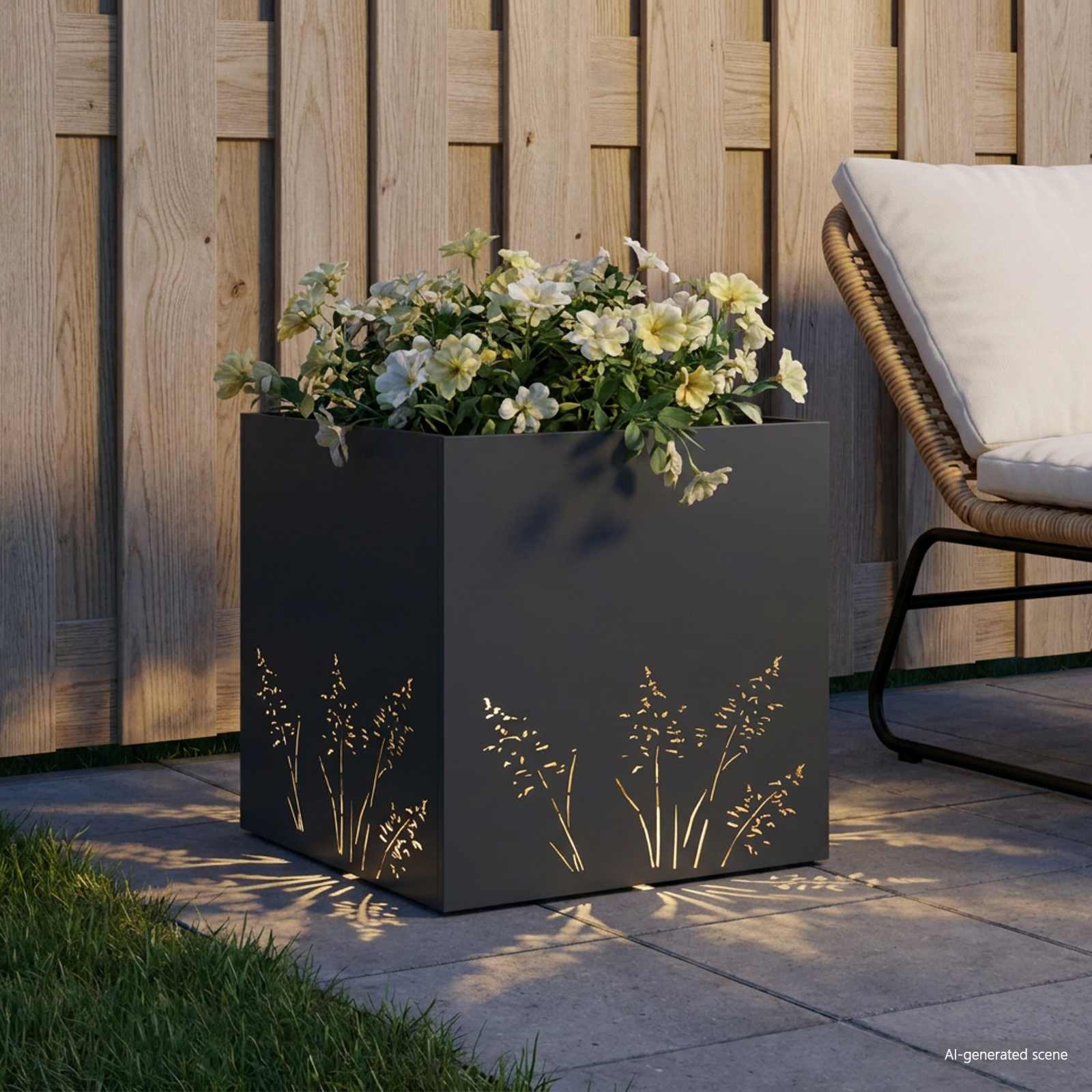 Sodo vazonas Antracito 50 x 50 x 49 cm Šaltai valcuotas plienas Sodo vazonas Antracito 50 x 50 x 49 cm Šaltai valcuotas plienas - Image 4