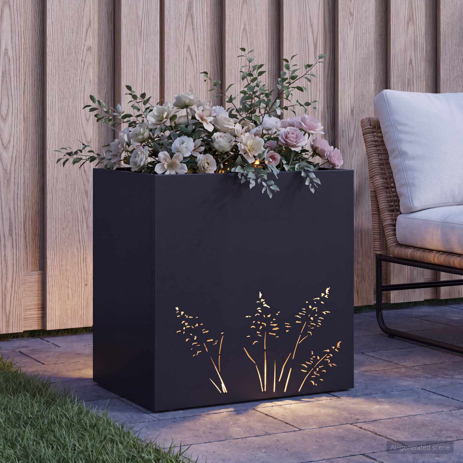 Sodo vazonas Juoda 50 x 30 x 49 cm Šaltai valcuotas plienas Sodo vazonas Juoda 50 x 30 x 49 cm Šaltai valcuotas plienas - Image 4
