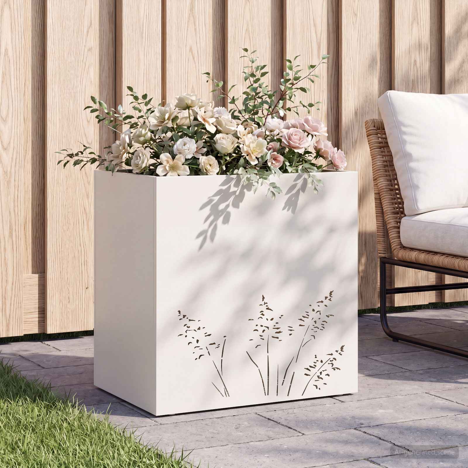 Sodo vazonas Balta 50 x 30 x 49 cm Šaltai valcuotas plienas Sodo vazonas Balta 50 x 30 x 49 cm Šaltai valcuotas plienas - Image 2
