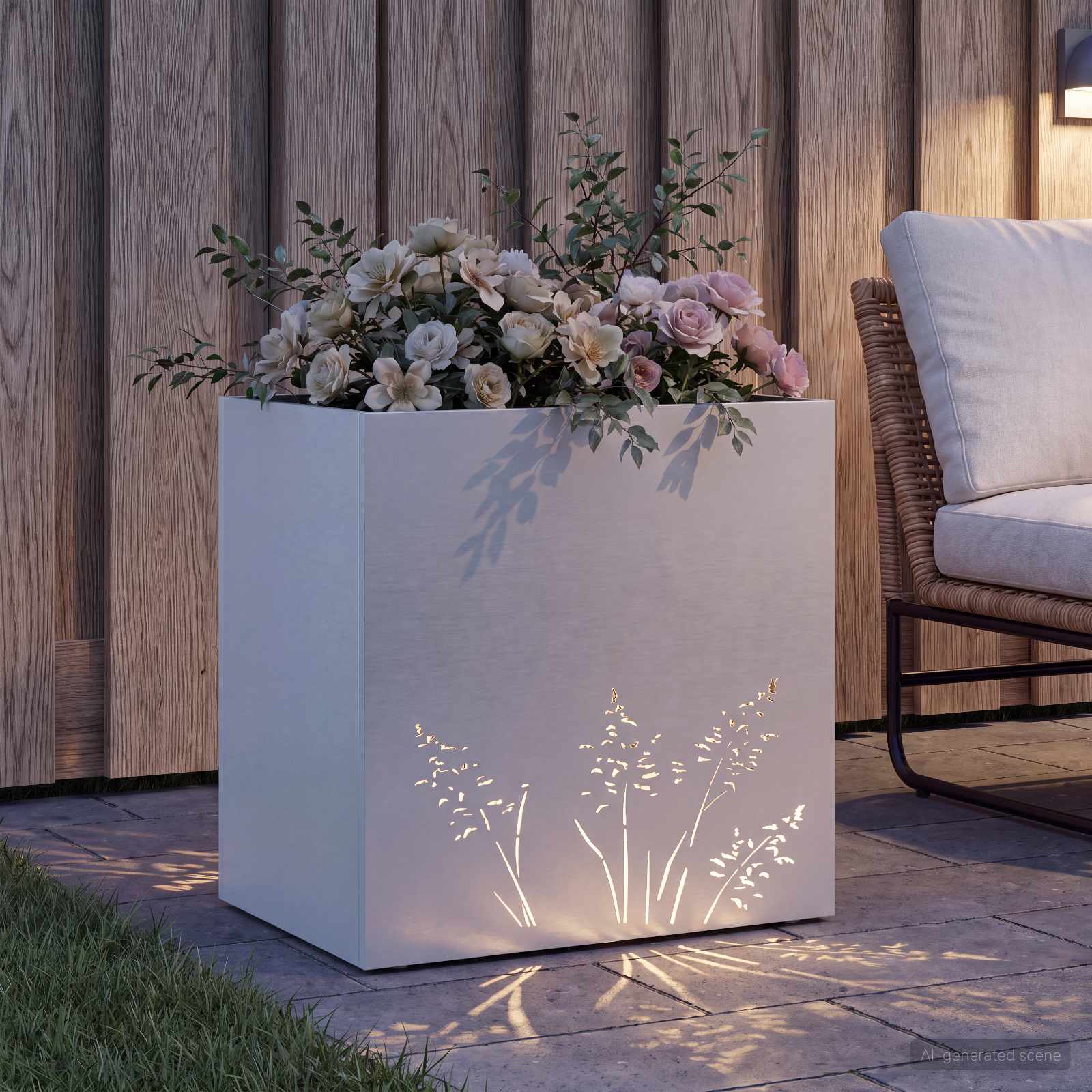 Sodo vazonas Balta 50 x 30 x 49 cm Šaltai valcuotas plienas Sodo vazonas Balta 50 x 30 x 49 cm Šaltai valcuotas plienas - Image 4