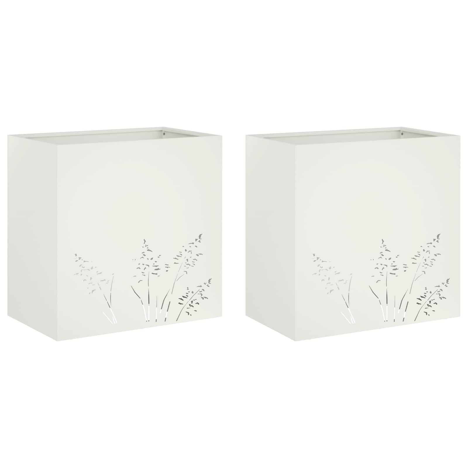 Sodo vazonas 2 vnt. Balta 50 x 30 x 49 cm Sodo vazonas 2 vnt. Balta 50 x 30 x 49 cm - Image 3