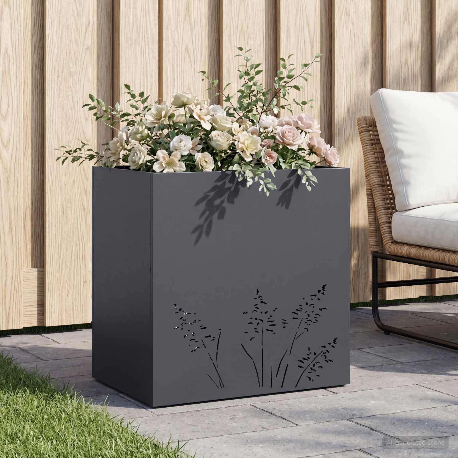 Sodo vazonas Antracito 50 x 30 x 49 cm Šaltai valcuotas plienas Sodo vazonas Antracito 50 x 30 x 49 cm Šaltai valcuotas plienas - Image 2