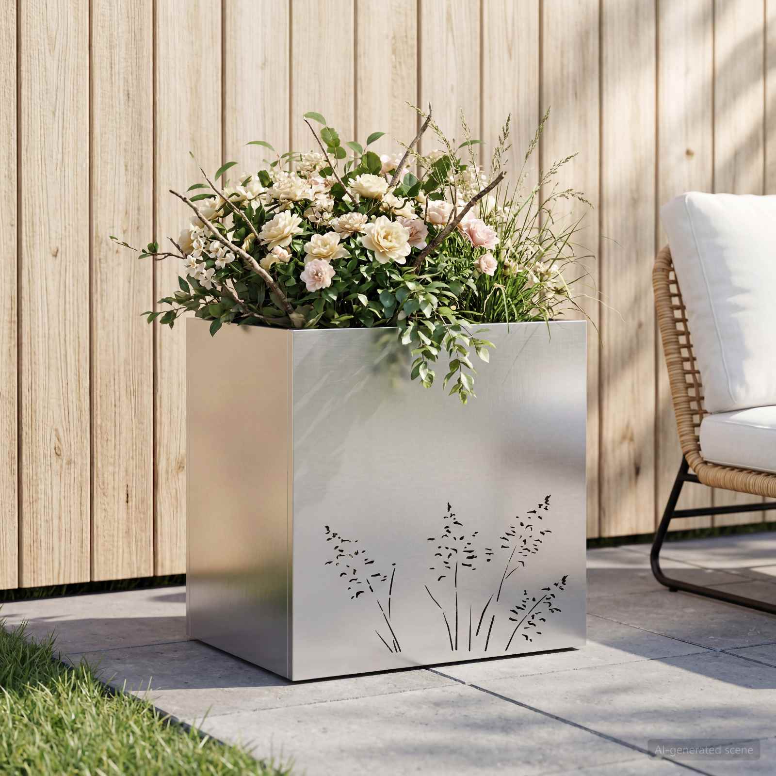 Sodo vazonas Sidabrinė 50 x 30 x 49 cm Galvanizuotas plienas Sodo vazonas Sidabrinė 50 x 30 x 49 cm Galvanizuotas plienas - Image 2