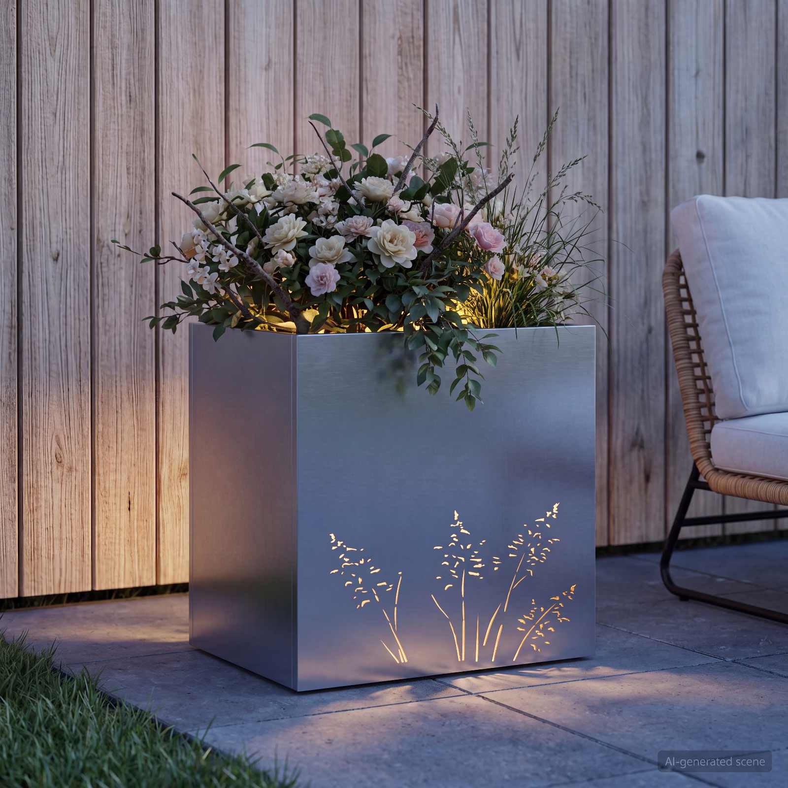 Sodo vazonas Sidabrinė 50 x 30 x 49 cm Galvanizuotas plienas Sodo vazonas Sidabrinė 50 x 30 x 49 cm Galvanizuotas plienas - Image 4