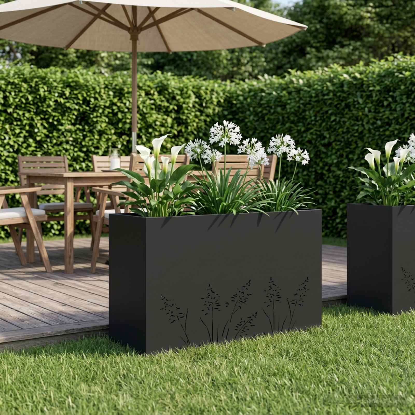 Sodo vazonas Juoda 80 x 20 x 49 cm Šaltai valcuotas plienas Sodo vazonas Juoda 80 x 20 x 49 cm Šaltai valcuotas plienas - Image 2