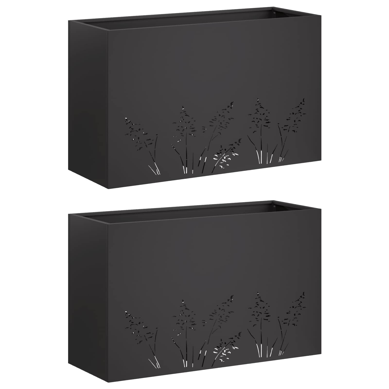 Sodo vazonas 2 vnt. Juoda 80 x 20 x 49 cm Sodo vazonas 2 vnt. Juoda 80 x 20 x 49 cm - Image 3