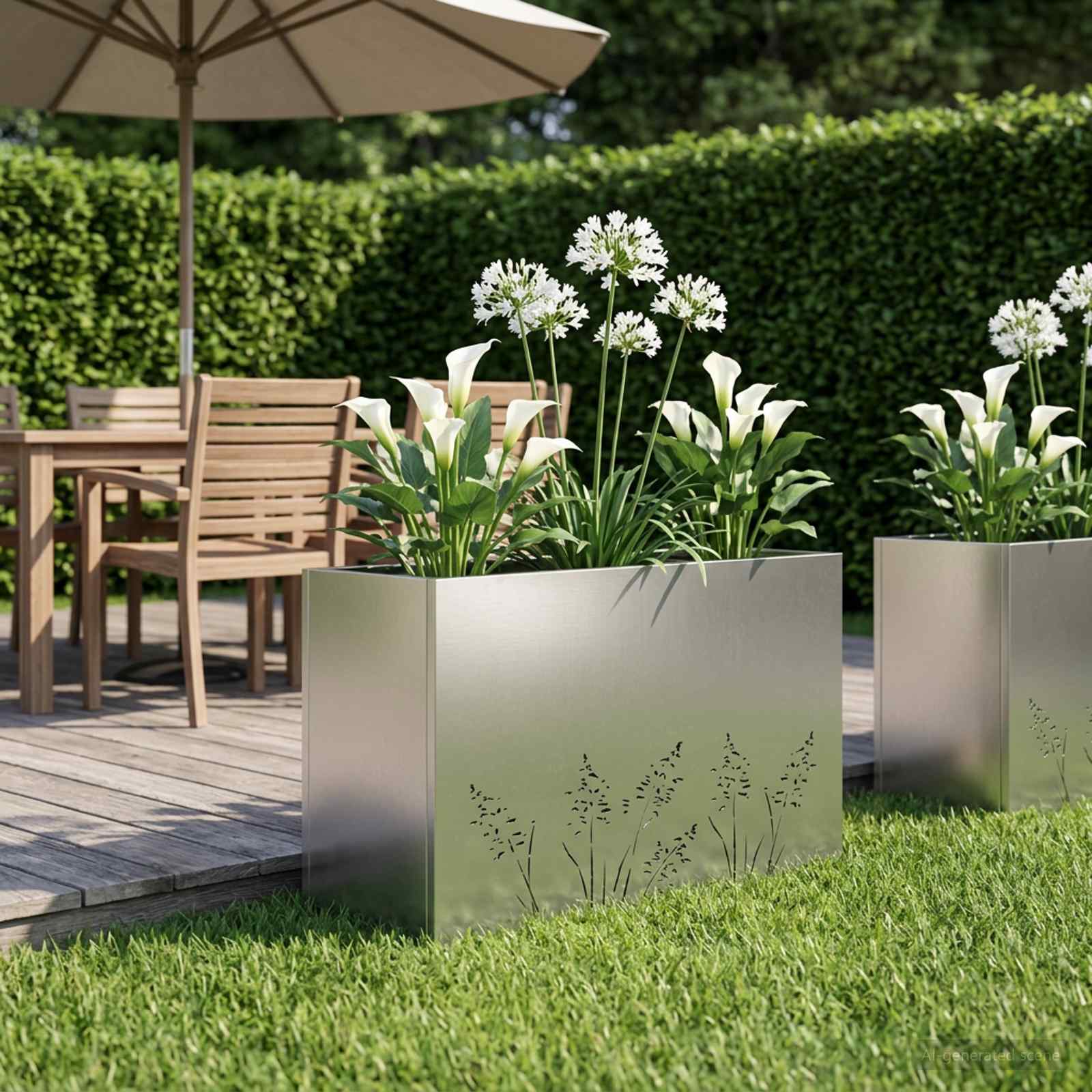 Sodo vazonas Sidabrinė 80 x 30 x 49 cm Galvanizuotas plienas Sodo vazonas Sidabrinė 80 x 30 x 49 cm Galvanizuotas plienas - Image 2