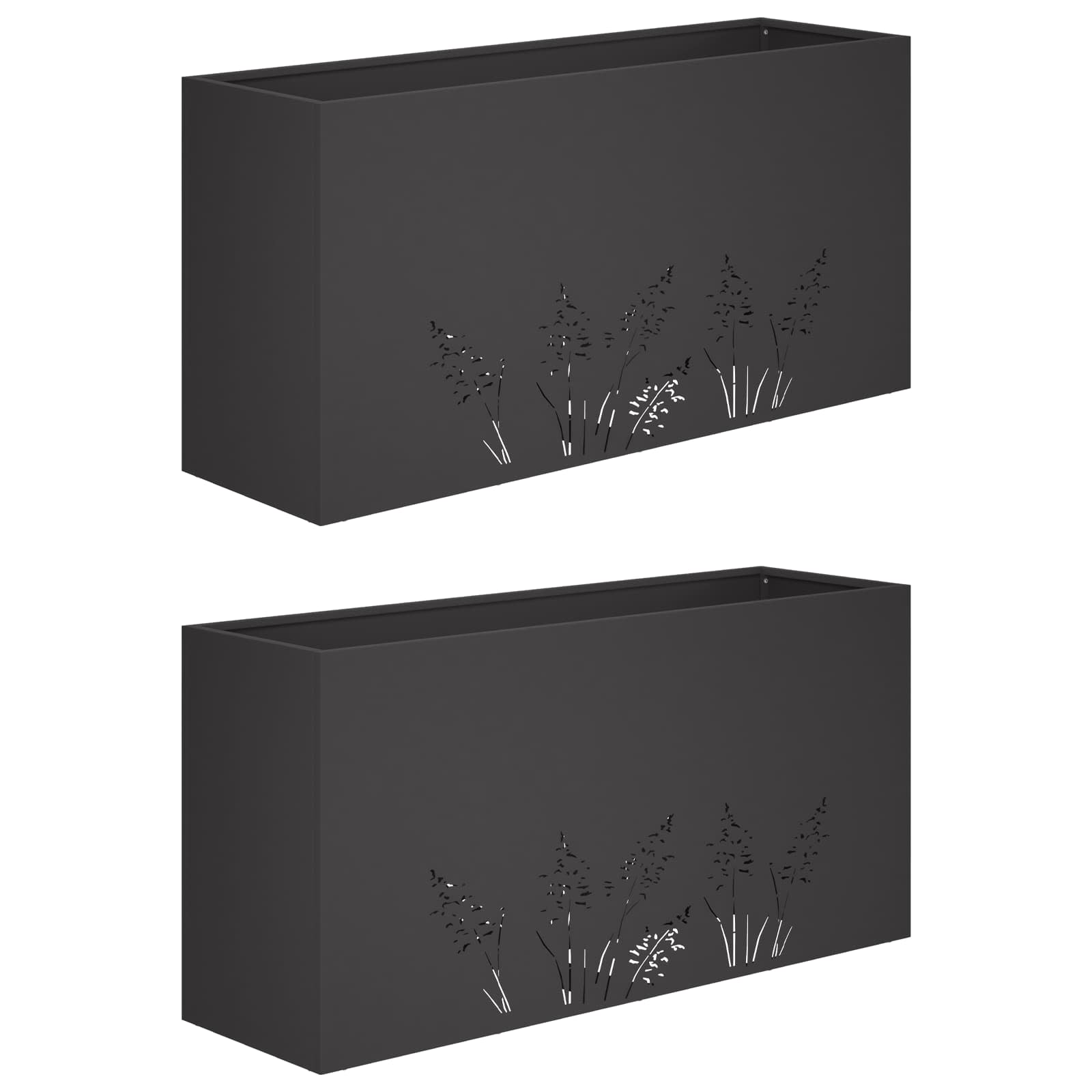 Sodo vazonas 2 vnt. Juoda 100 x 20 x 49 cm Sodo vazonas 2 vnt. Juoda 100 x 20 x 49 cm - Image 3