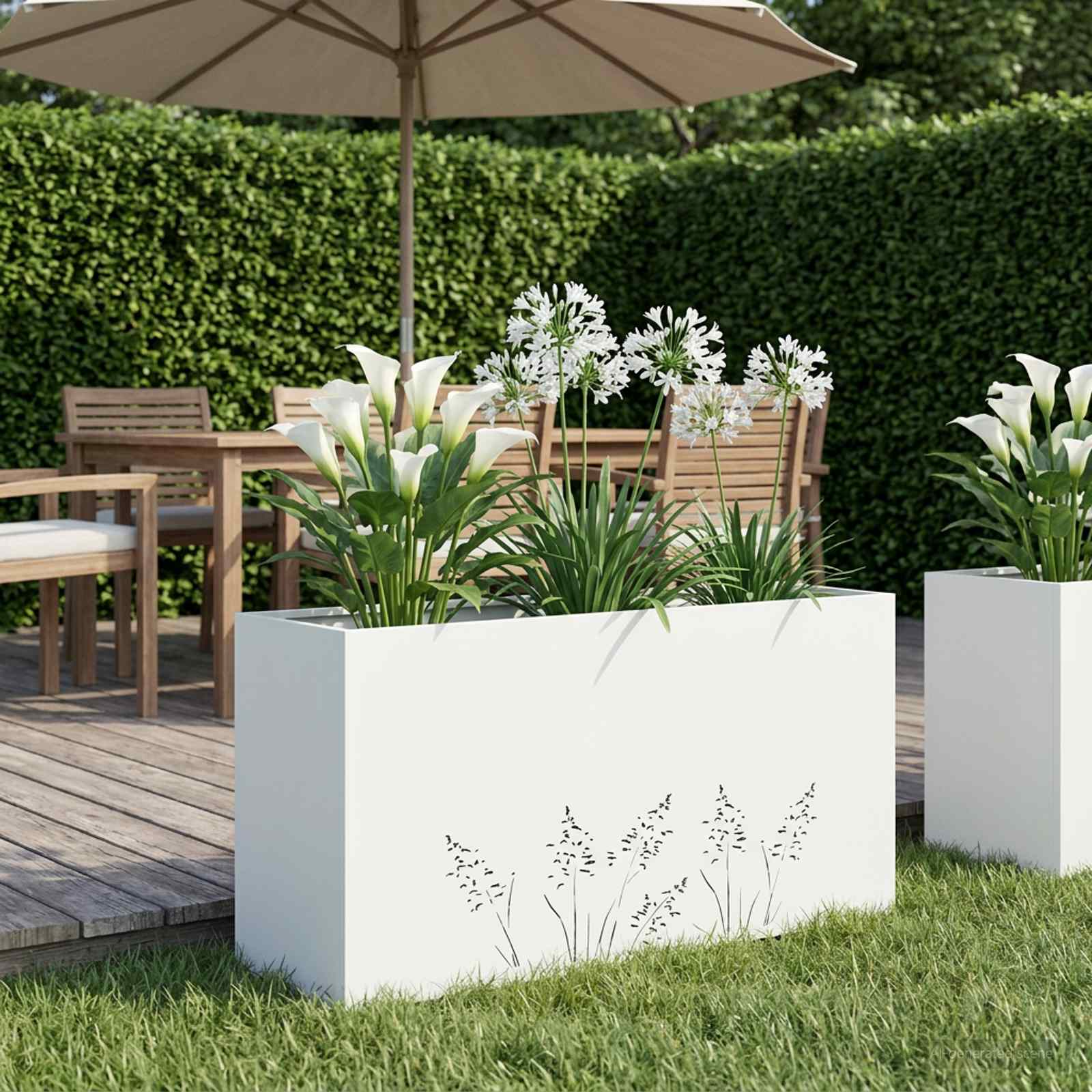Sodo vazonas Balta 100 x 20 x 49 cm Šaltai valcuotas plienas Sodo vazonas Balta 100 x 20 x 49 cm Šaltai valcuotas plienas - Image 2